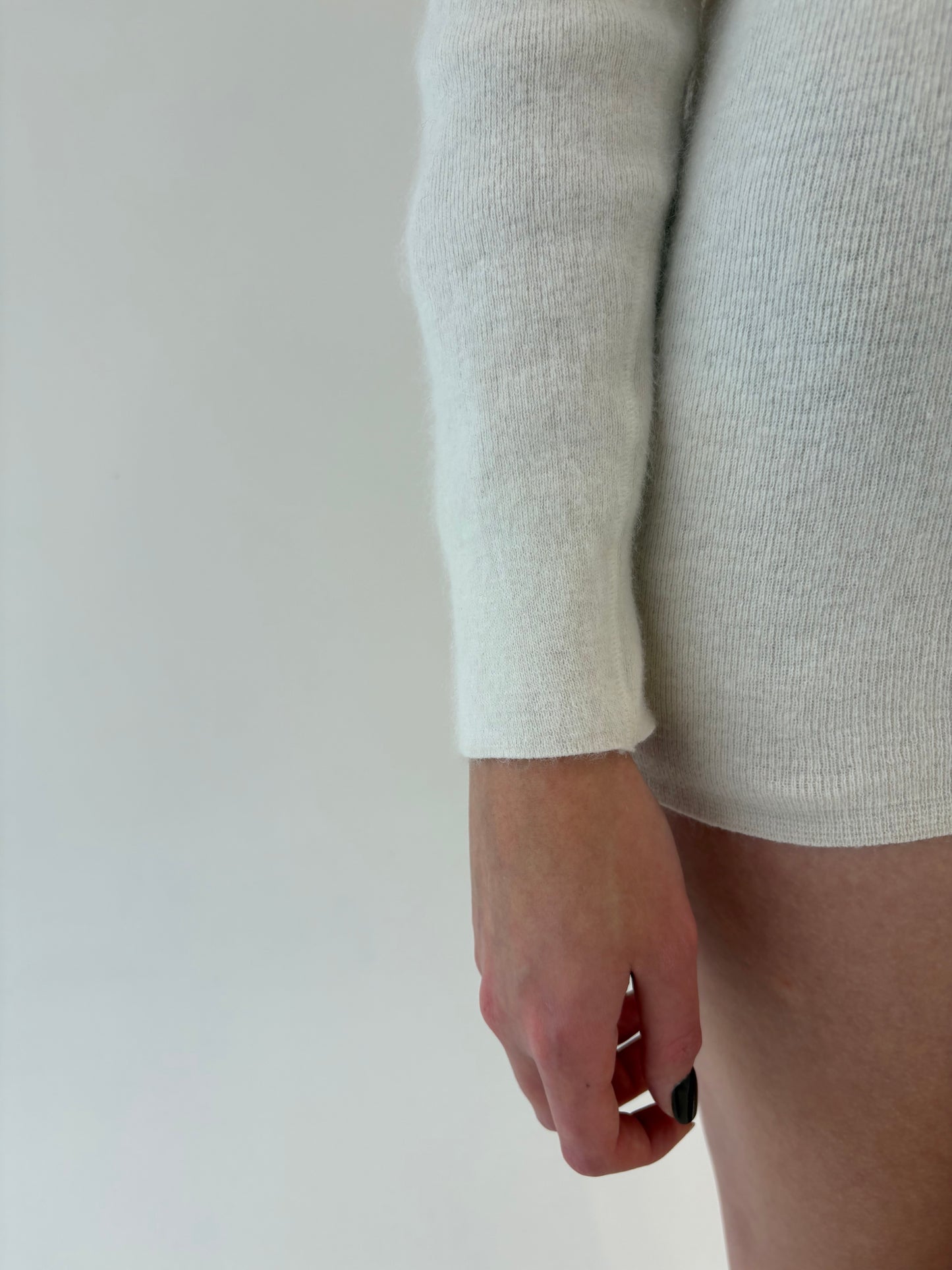 Pulover extrafina și pufos butter white din Angora cu lana extrafina și dantelă