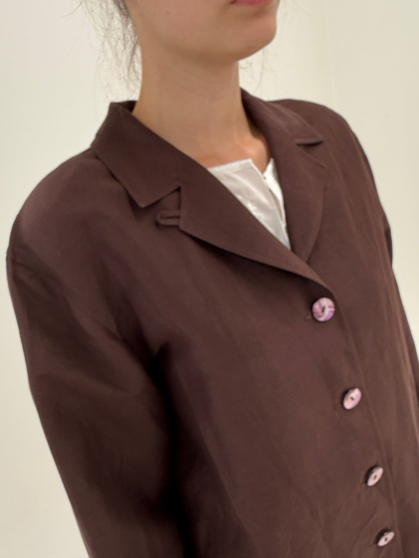 Sacou Marella by Max Mara chocolate brown din pânză excepțională de in și bumbac