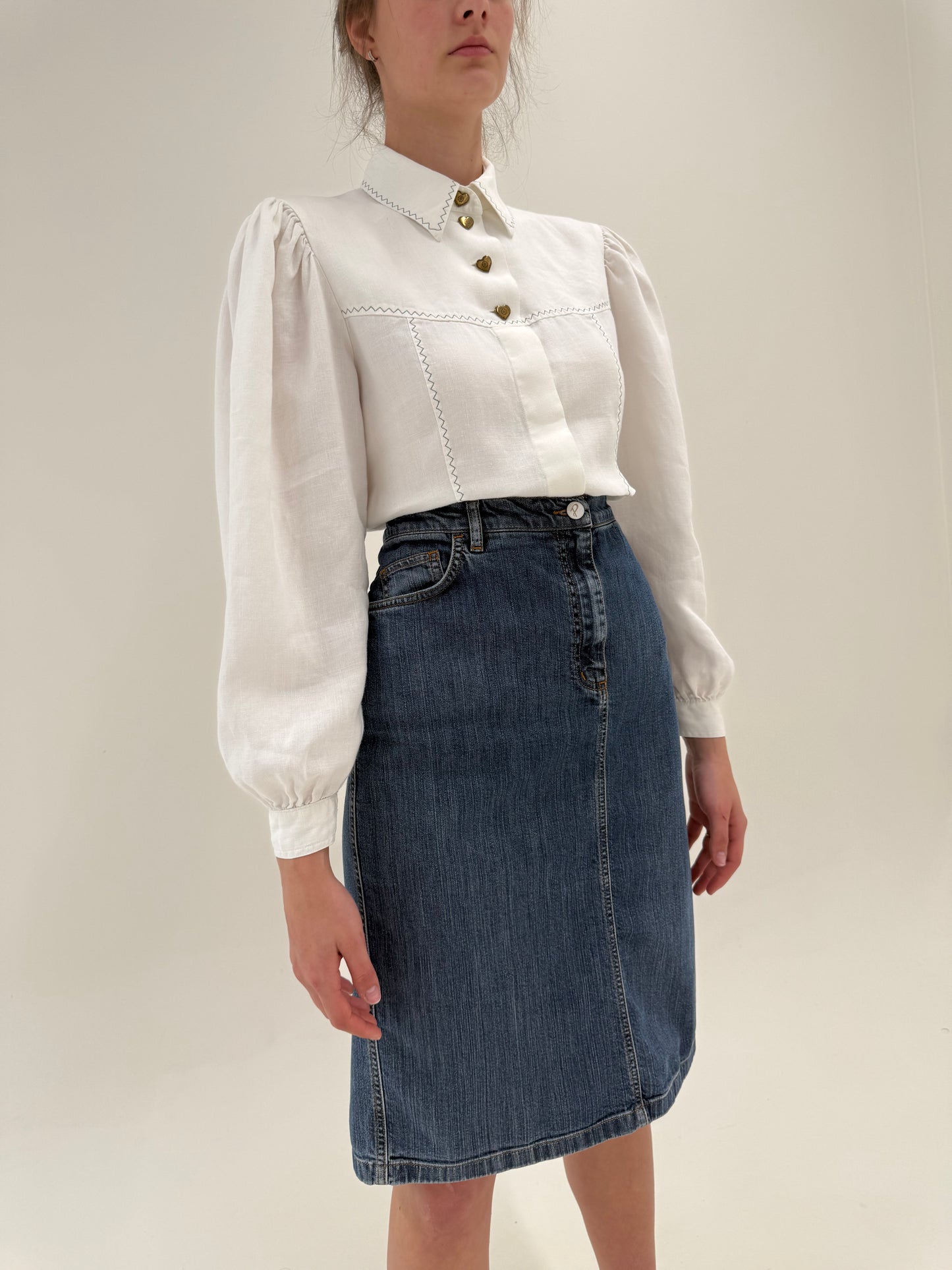 Fusta de brand luxury plus size Marina Rinaldi din jeans confort