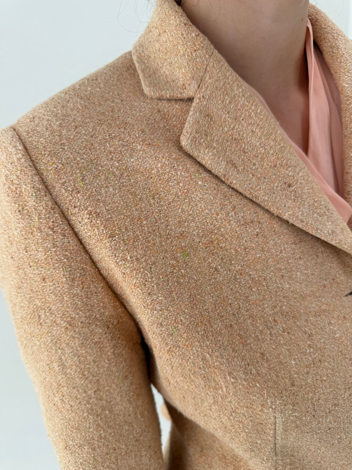 Deux piece vintage luxury din tweed Donegal 100% mătase naturală