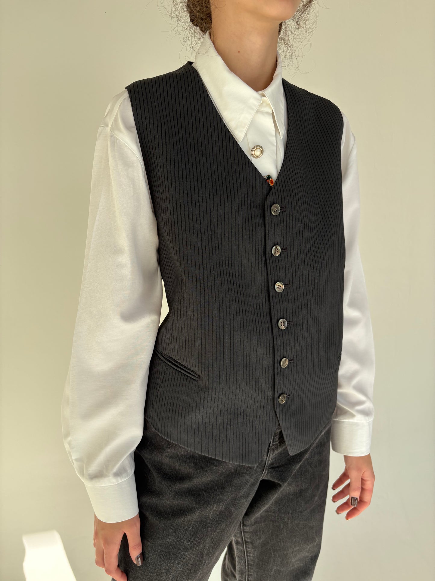 Set sacou și vestă din lana extrafina ușor structurată