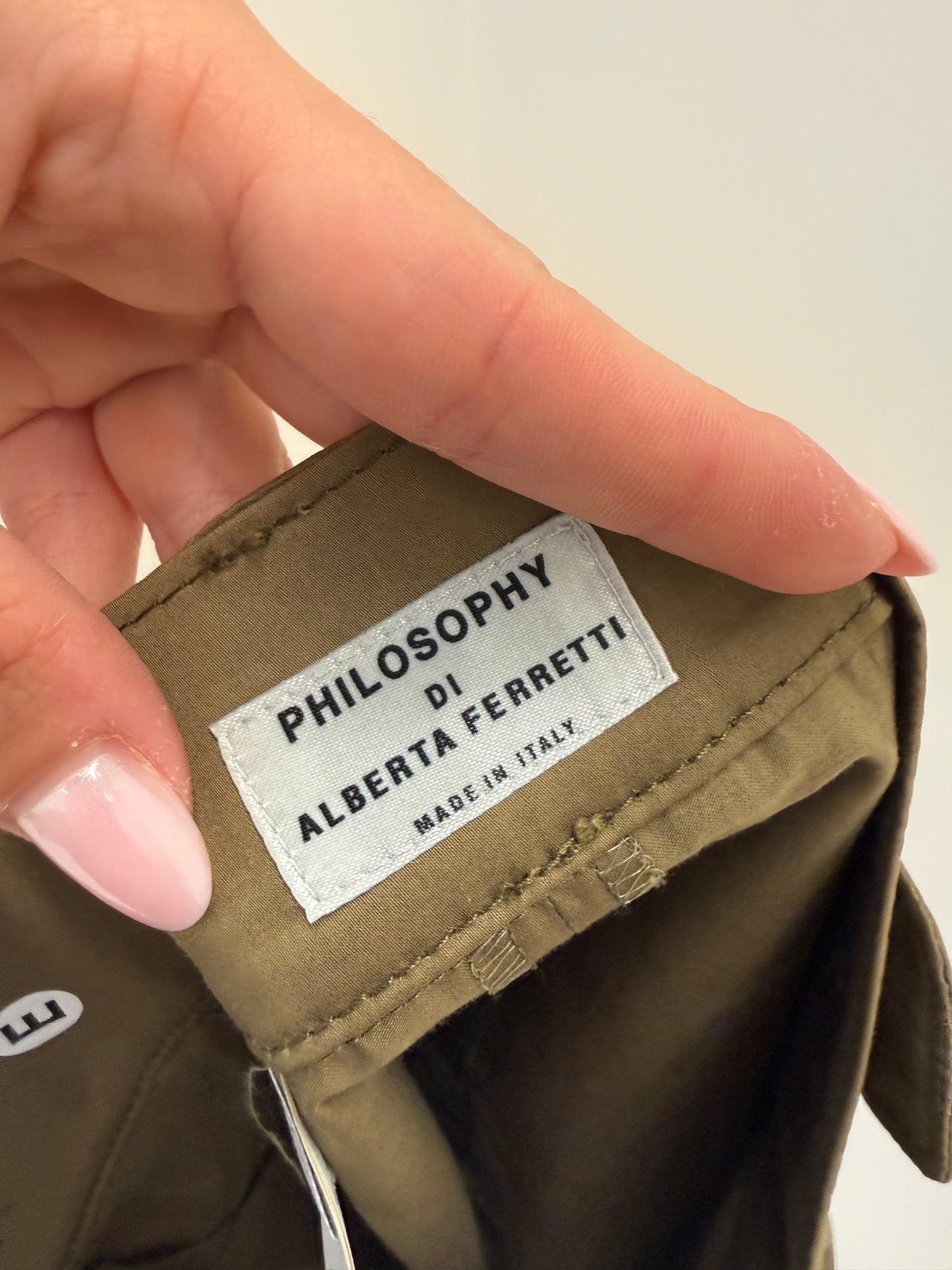 Fustă kaki Alberta Feretti din poplin de bumbac cu aplicații manuale si influente causal