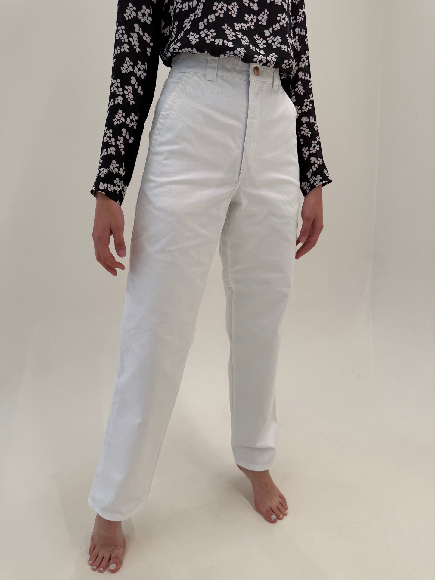 Jeans tall Valentino de vară din de bumbac cu talie extrem de înaltă