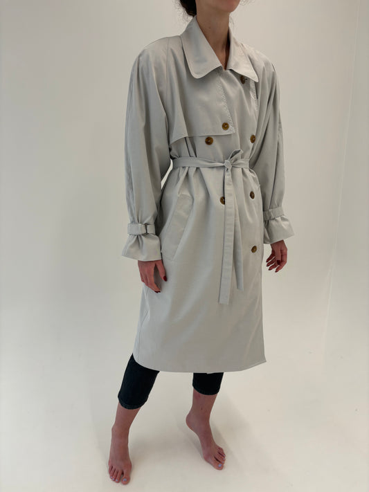 Trench vintage silver gray cu talie marcată reglabilă