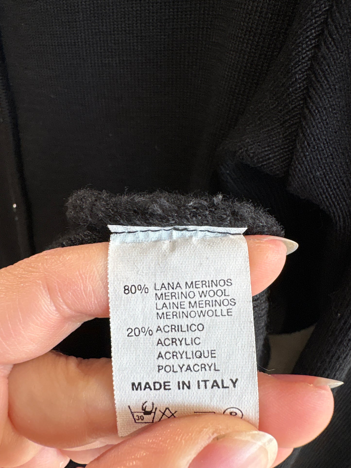 Cardigan negru italian 80% lana merino extrafina
