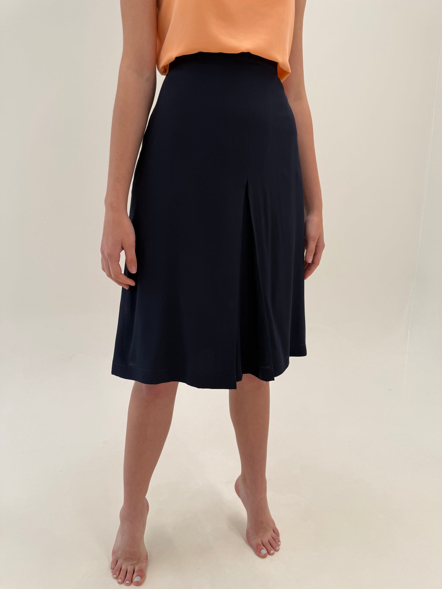 Fustă de brand luxury plus size Marina Rinaldi din mătase naturală