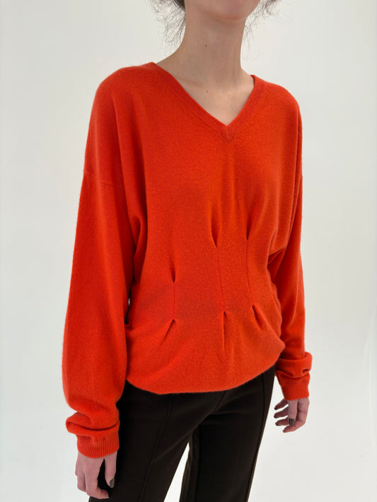 Pulover high end din cașmir multiply în croi lejer cu talia marcată