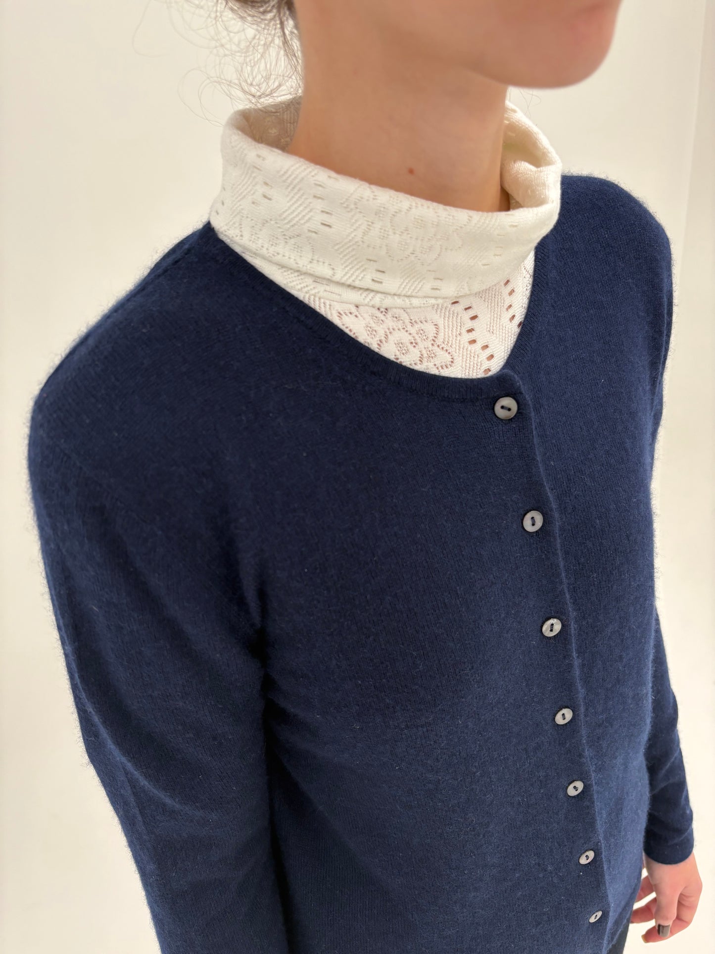 Cardigan din cașmir și mătase naturală Navy blue