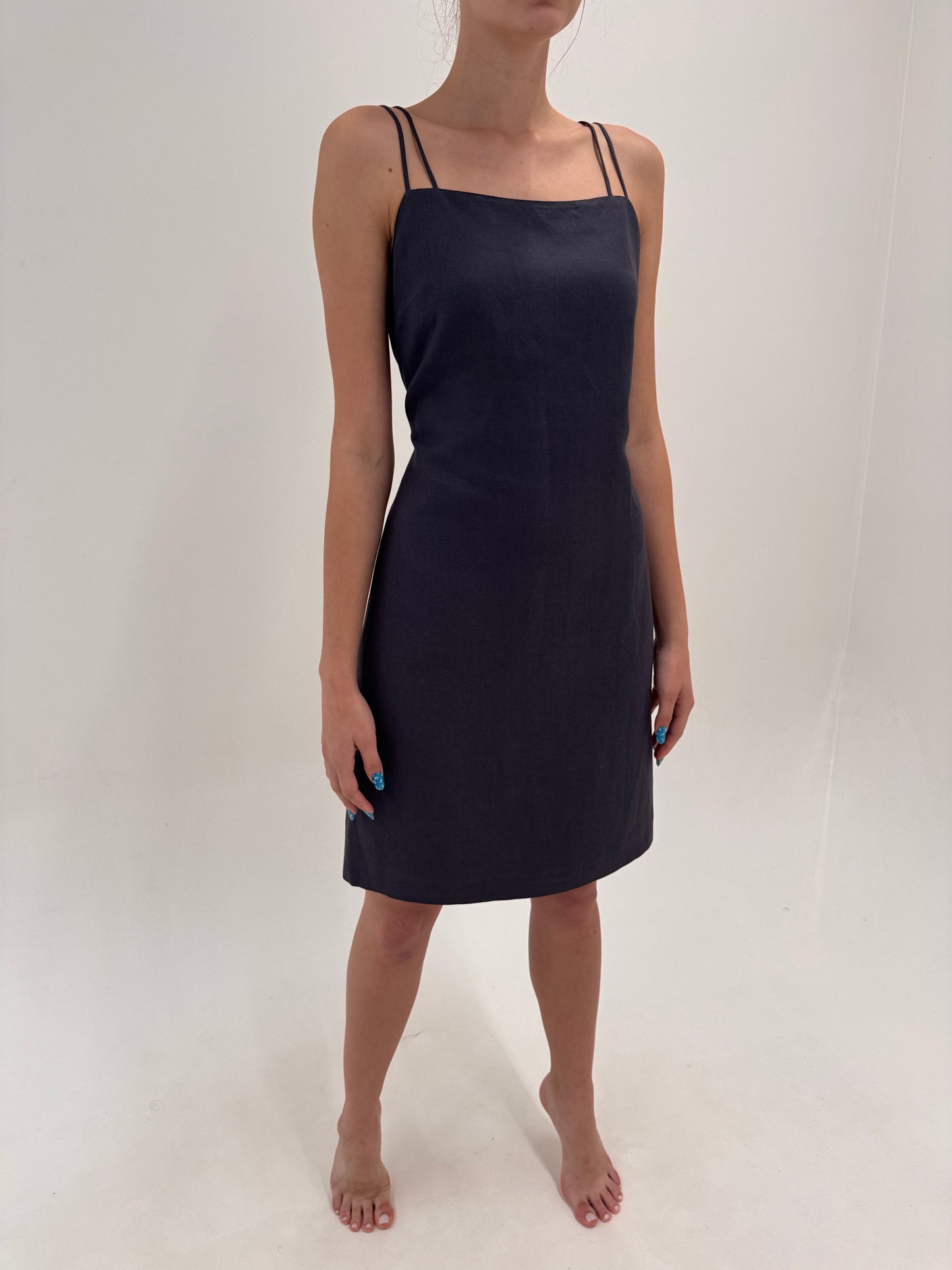 Rochie Marella by Max Mara petrol gray în croi minimalist din pânză
