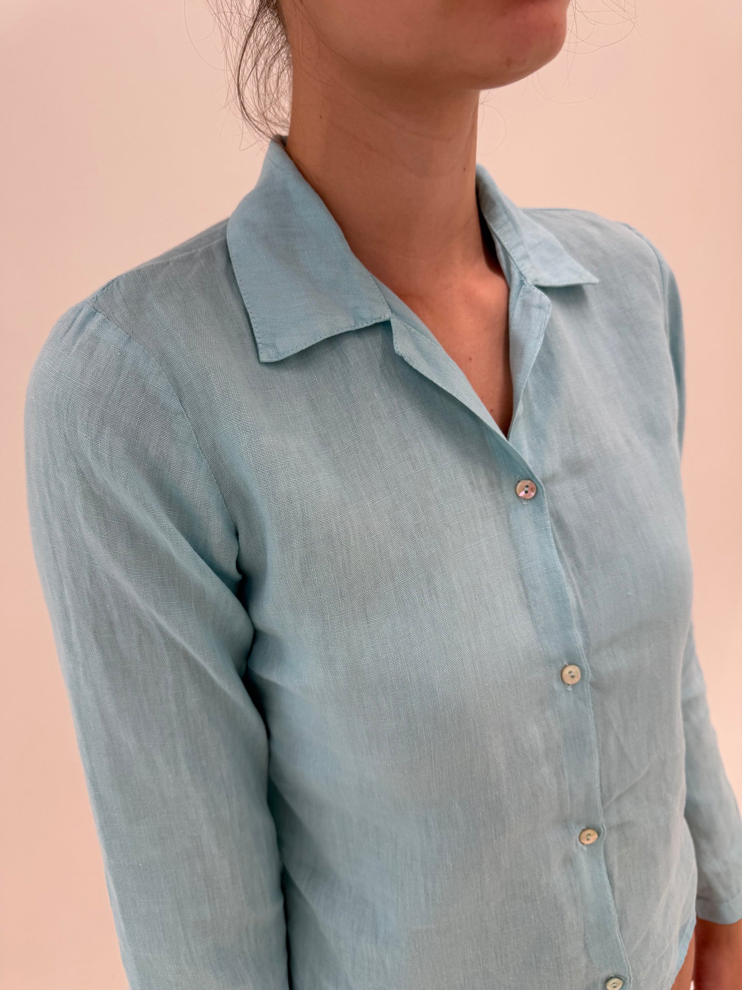Cămașa baby Blue din in de brand luxury italian 120percento