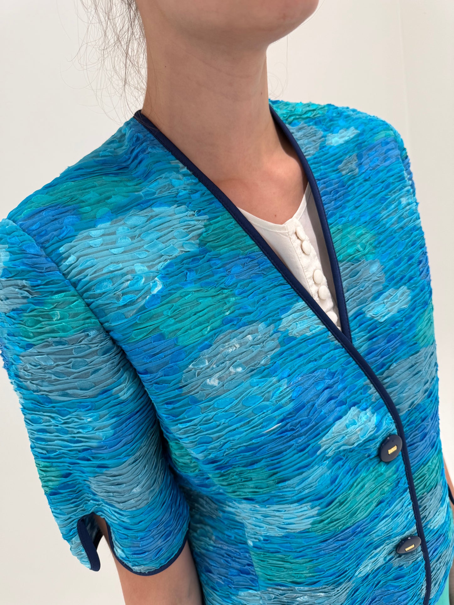 Sacou vintage italian din drapaje 40% mătase naturală de brand luxury Liola
