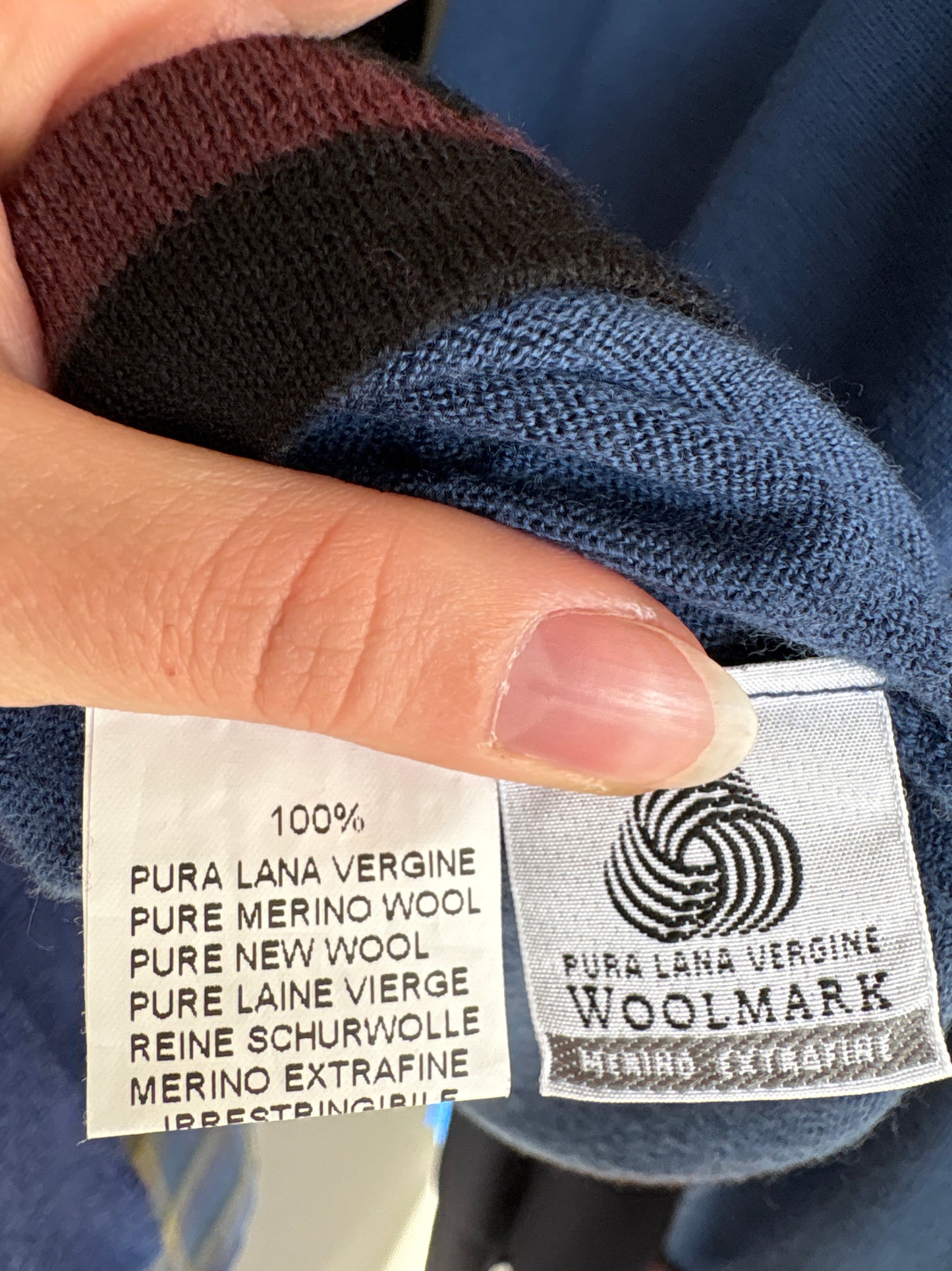 Maleta high end italiană jeans blue din lana merino extrafina de gramaj mare