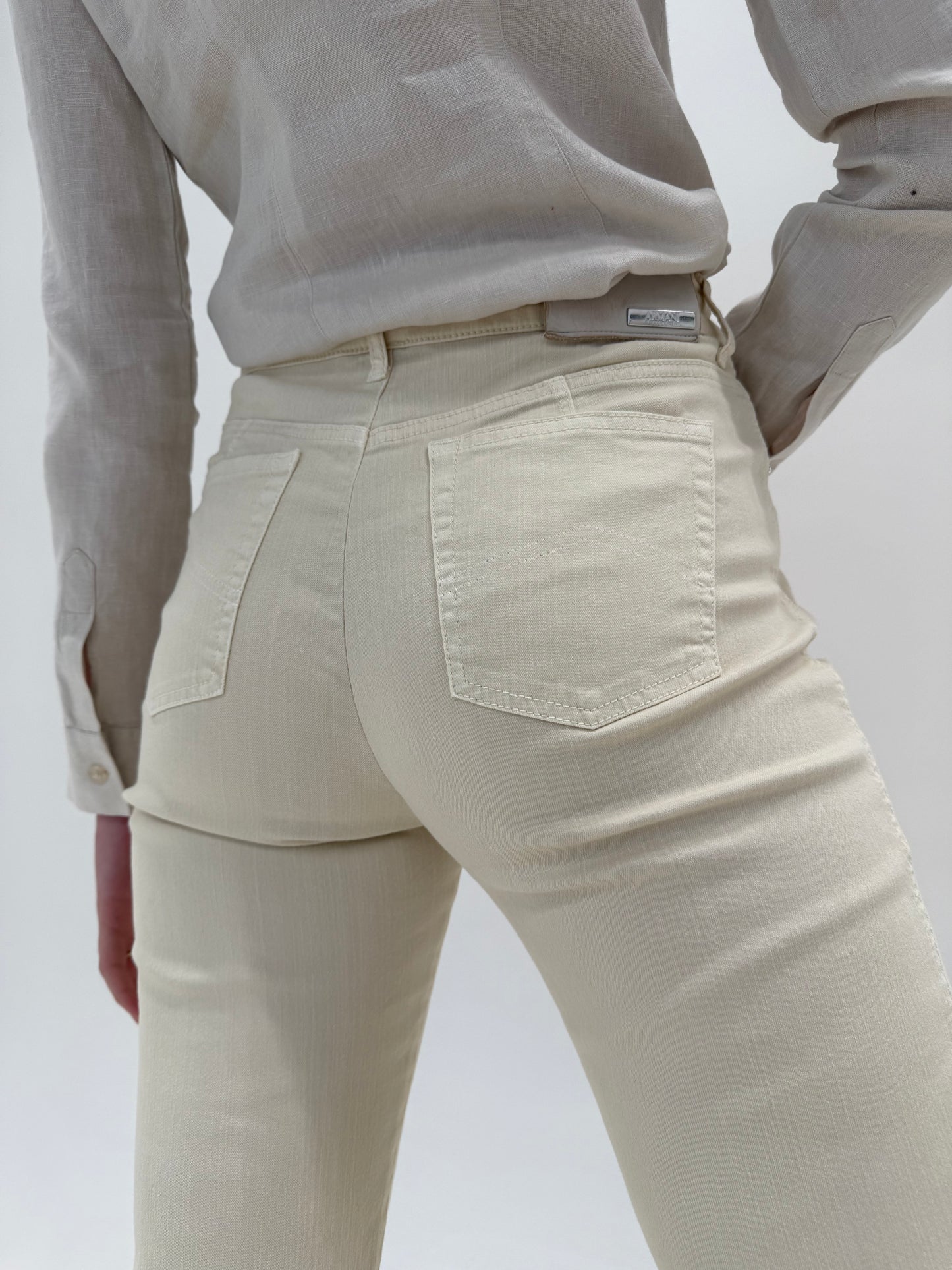 Pantaloni Armani vintage light nude din bumbac ultra confort modelator