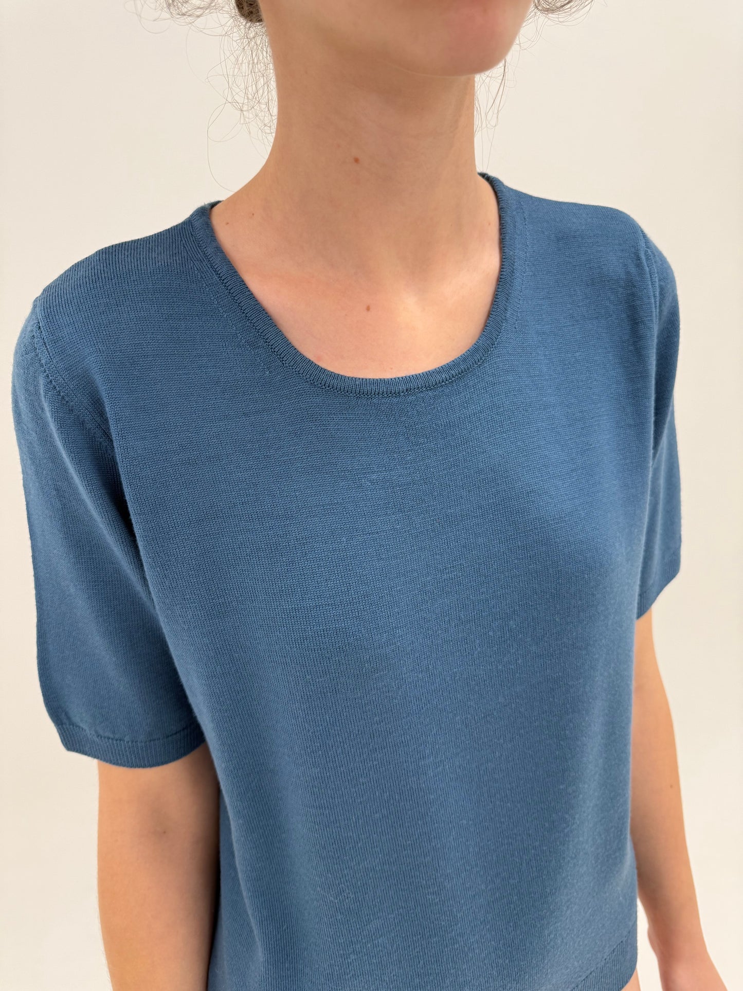 Set din lana merino extrafina pura certificată jeans blue