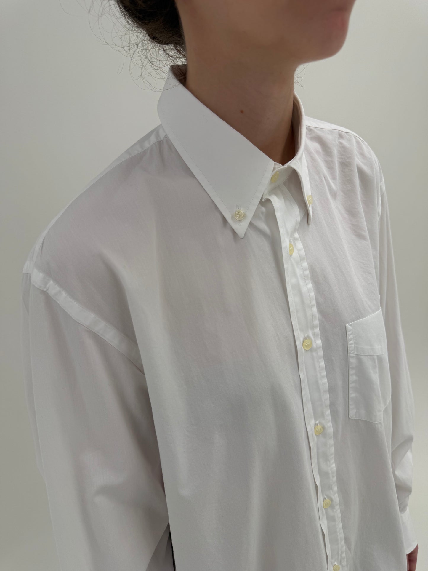 Cămașa albă vintage italiană high end din poplin excepțional de bumbac