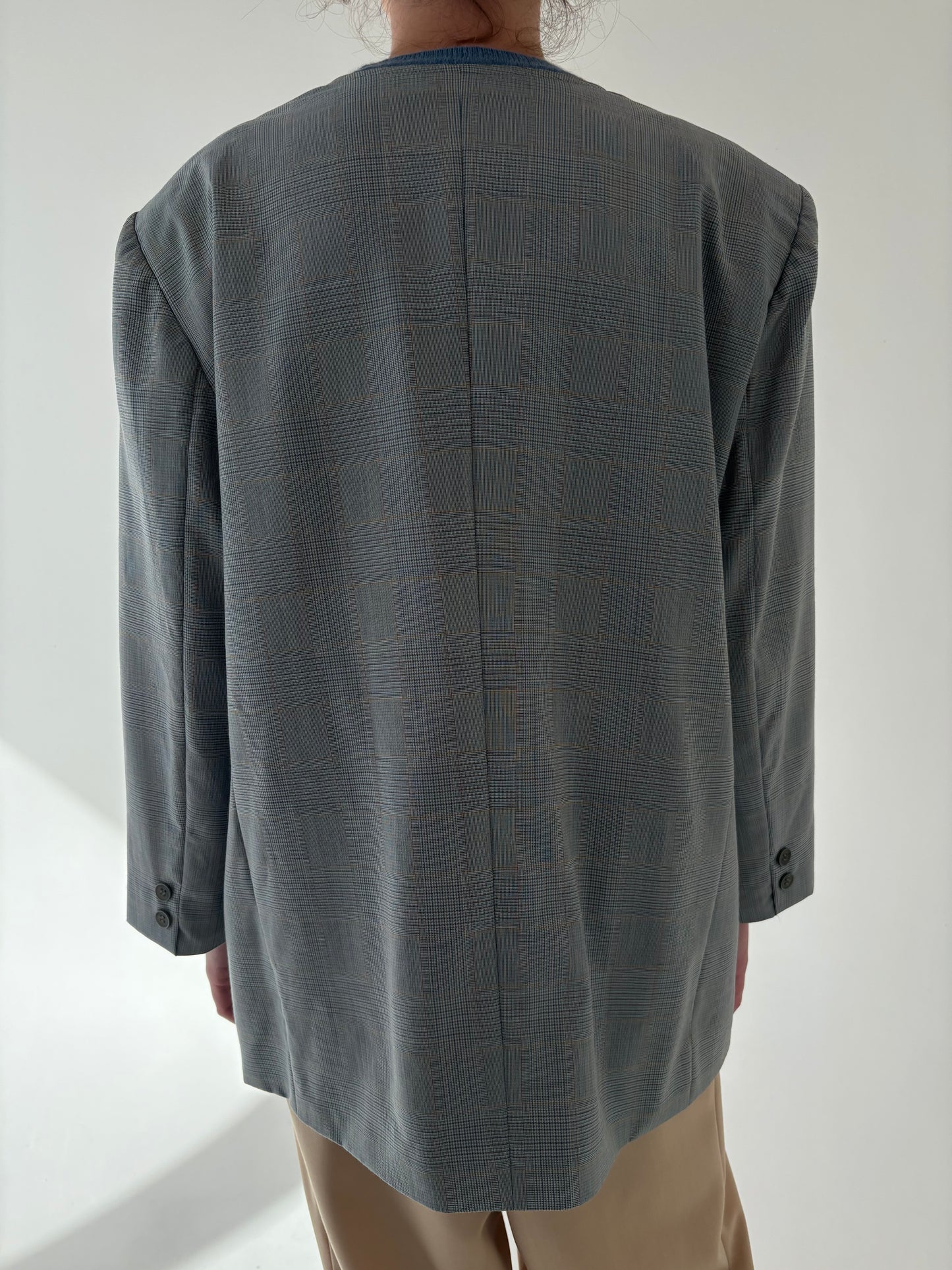 Sacou italian baby blue în croi minimalist din lana pura virgină