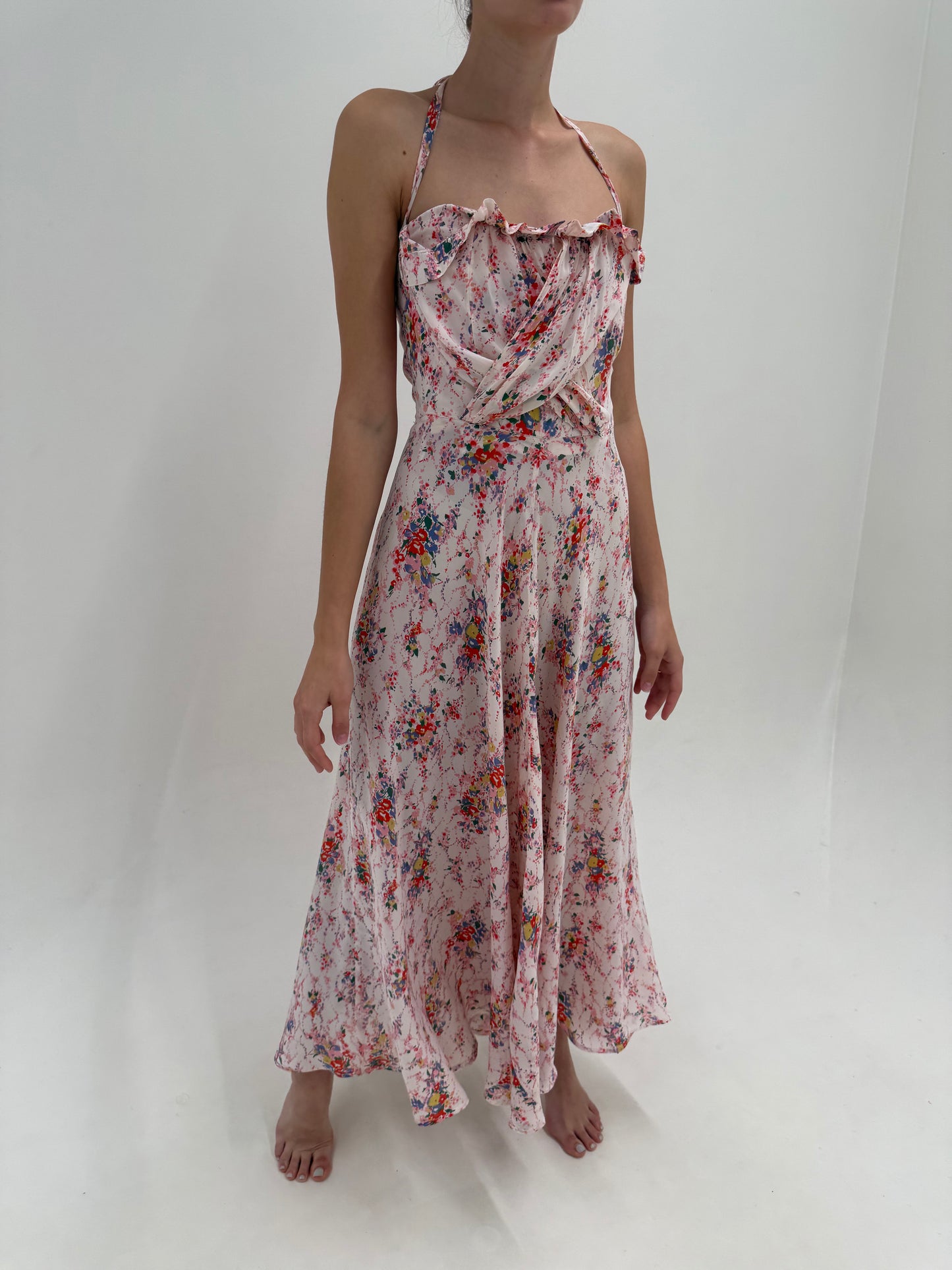 Rochie maxi din bumbac satinat cu corset interior și fustă ultra amplă