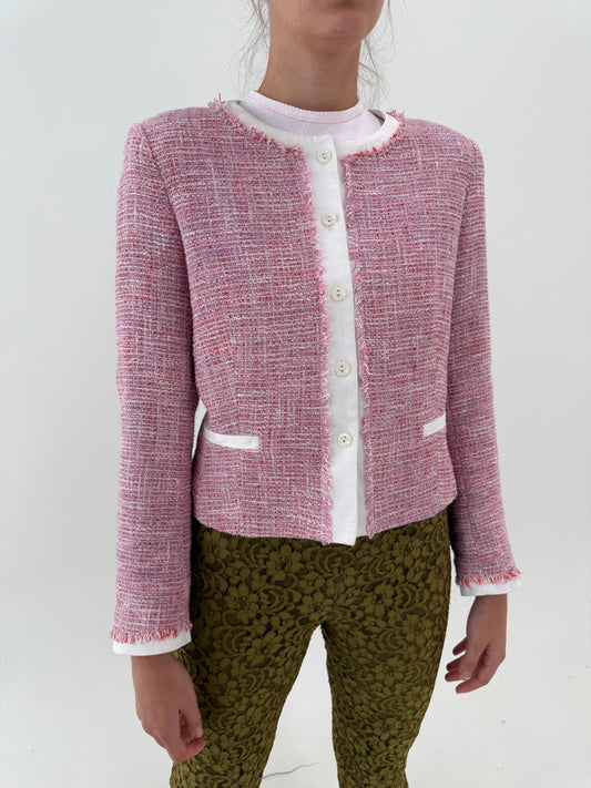 Sacou în stil Chanel din tweed superb de bumbac gama Max Mara