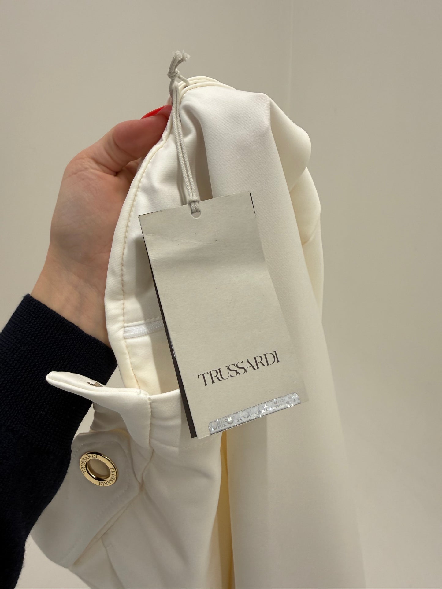 Pantaloni luxury tall Trussardi noi cu etichetă butter white