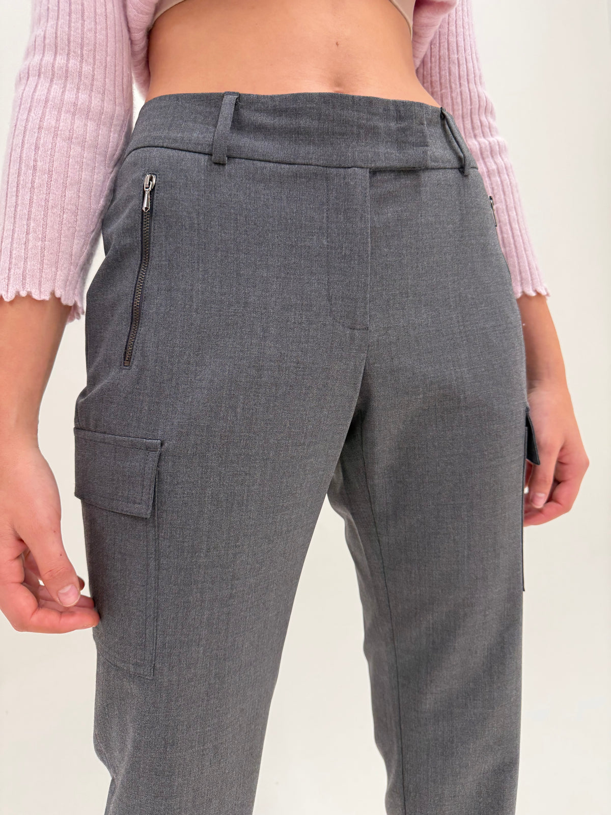 Pantaloni cargo din lana extrafina de brand luxury Peserico