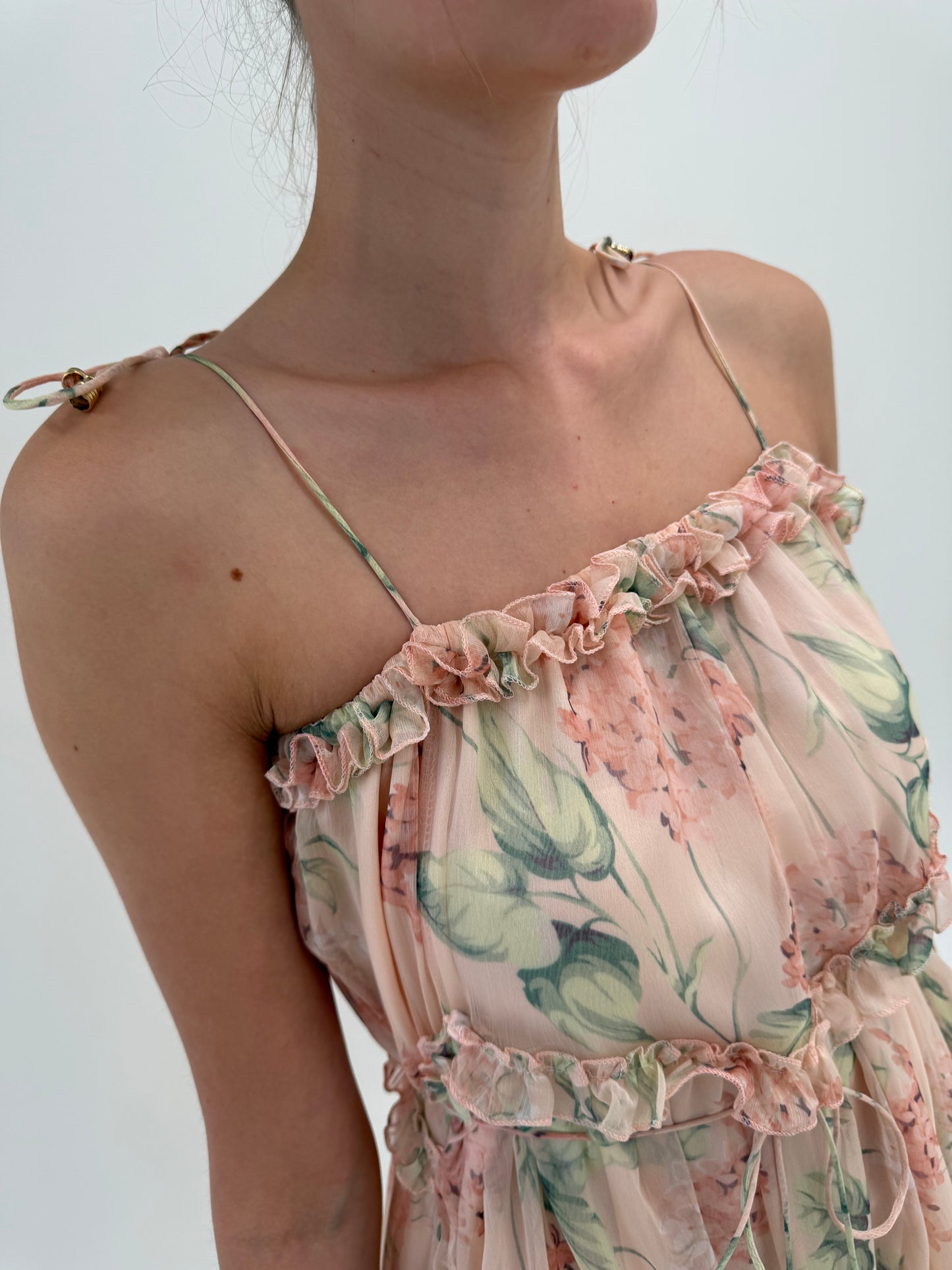 Rochie boho super vaporoasă din mătase naturală powder Pink de la zi la seară