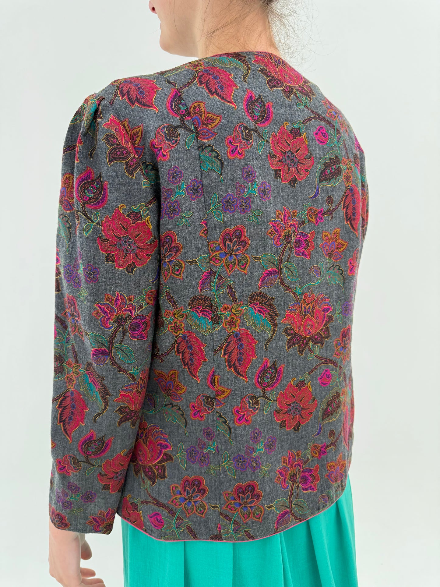 Sacou vintage petite cu print floral delicat din stofita lightweight