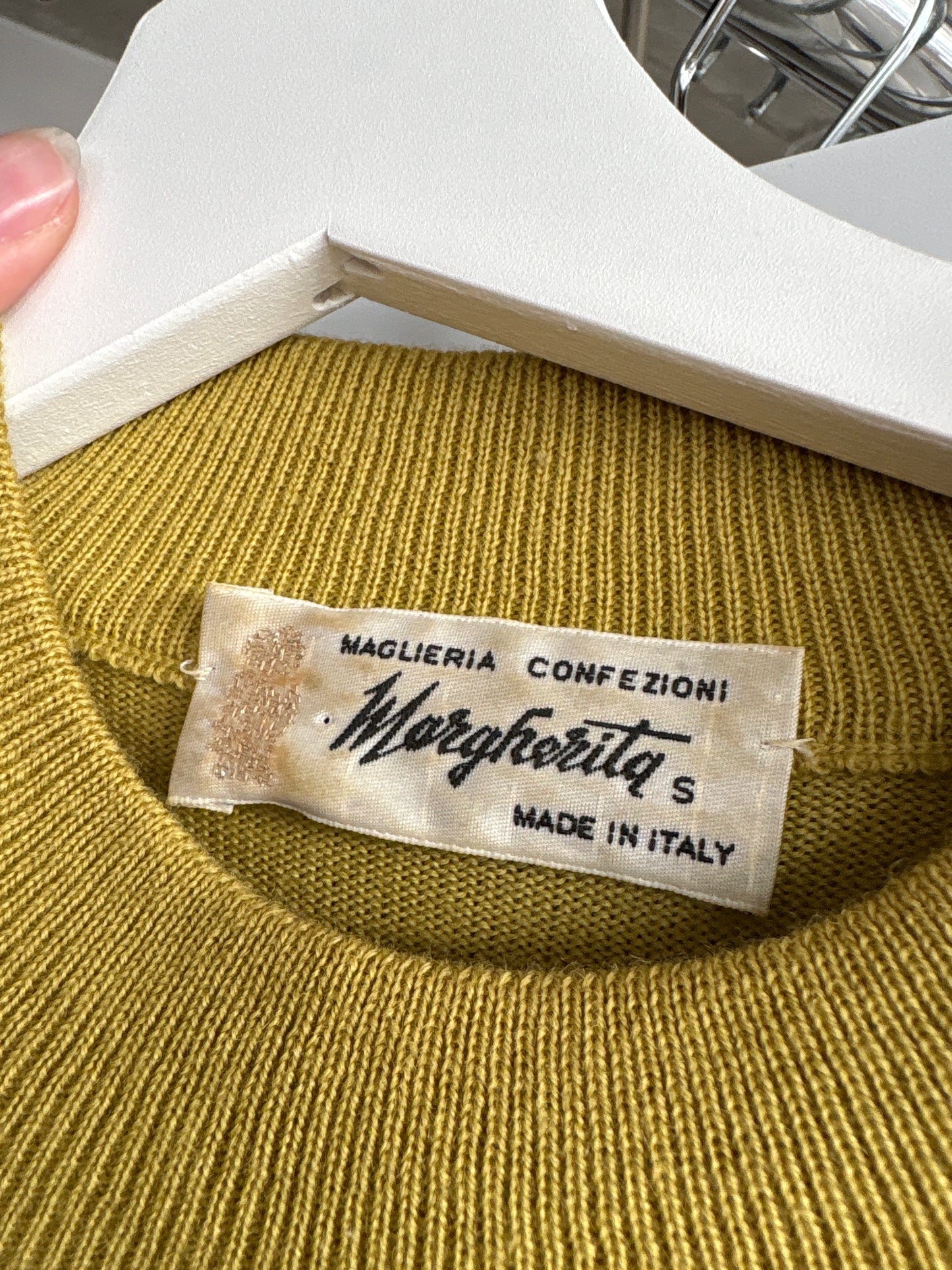 Maleta mustard green italiană din lana merino extrafina de gramaj mare