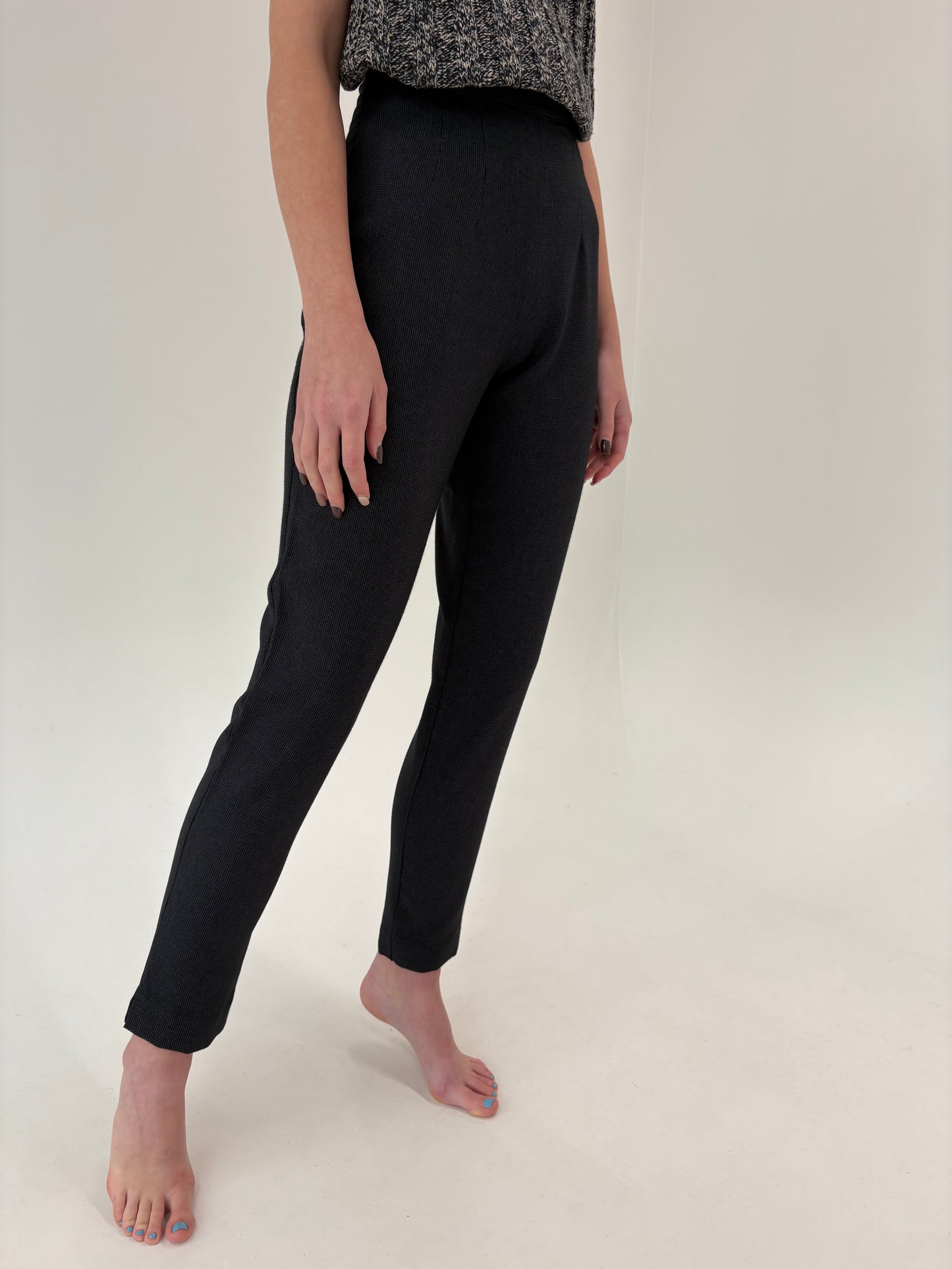 Pantaloni tall țigaretă din lana extrafina cu talie ultra ultra înaltă