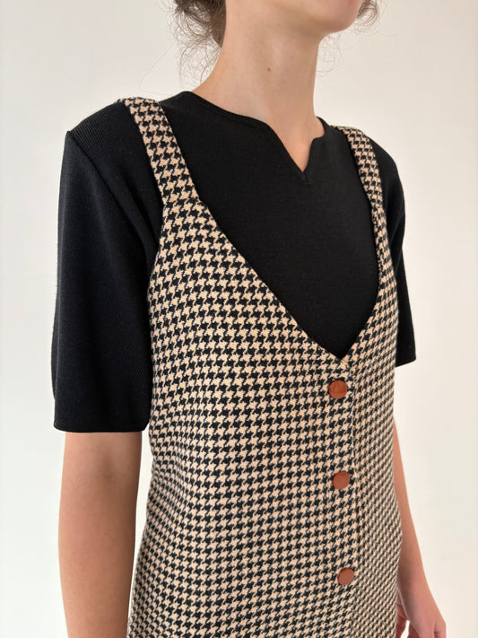 Top negru din lana merino extrafina de gramaj mare