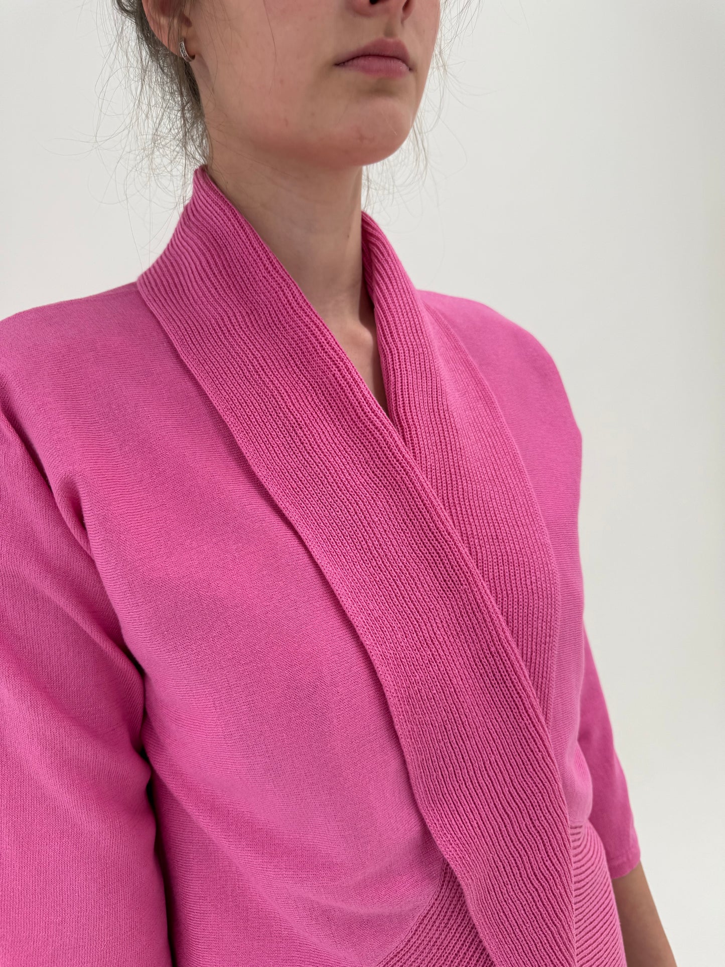 Cardigan Ralph Lauren Barbie Pink din bumbac în croi feminin și mânecă 3/4