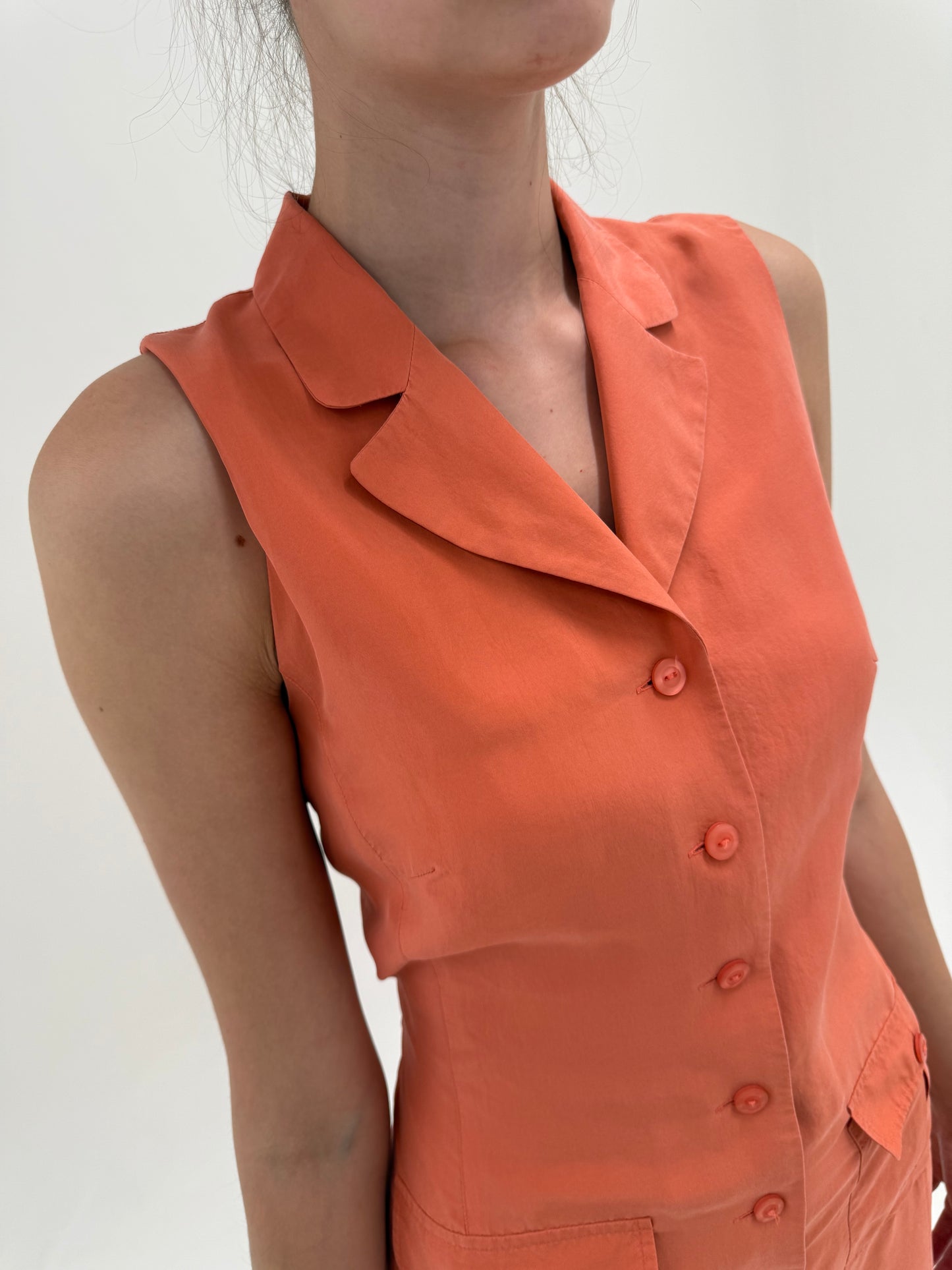 Rochie maxi light orange din mătase naturală plină