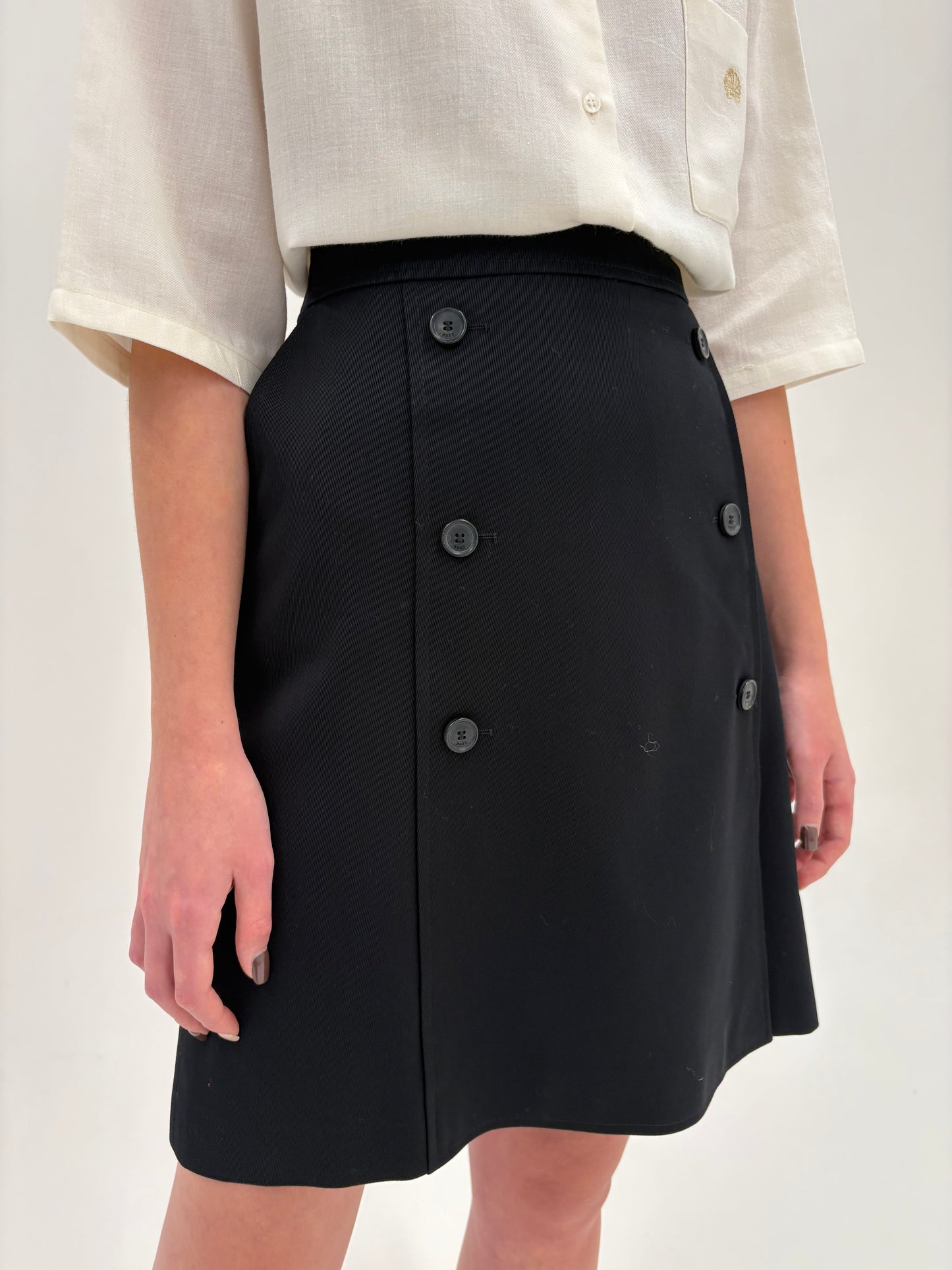 Fustă neagră Hugo Boss cu talie ultra înaltă marcată