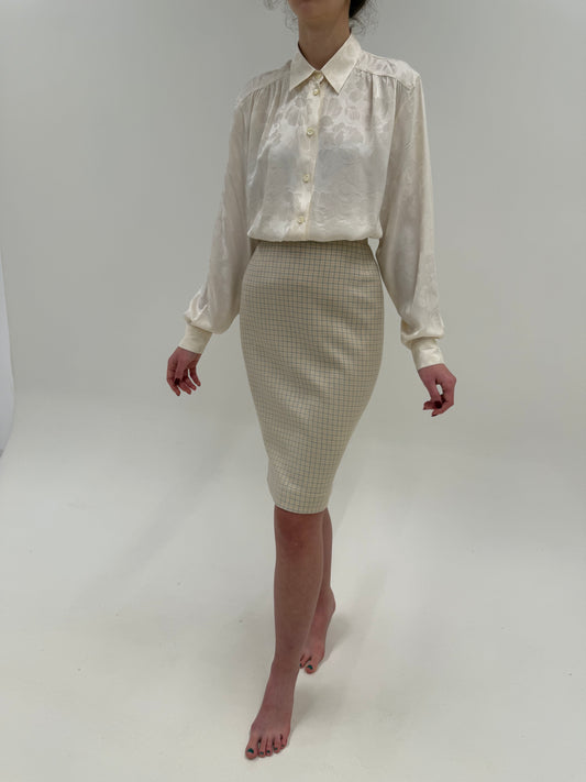 Fustă Escada din cașmir și mătase naturală în culori pudrate conică