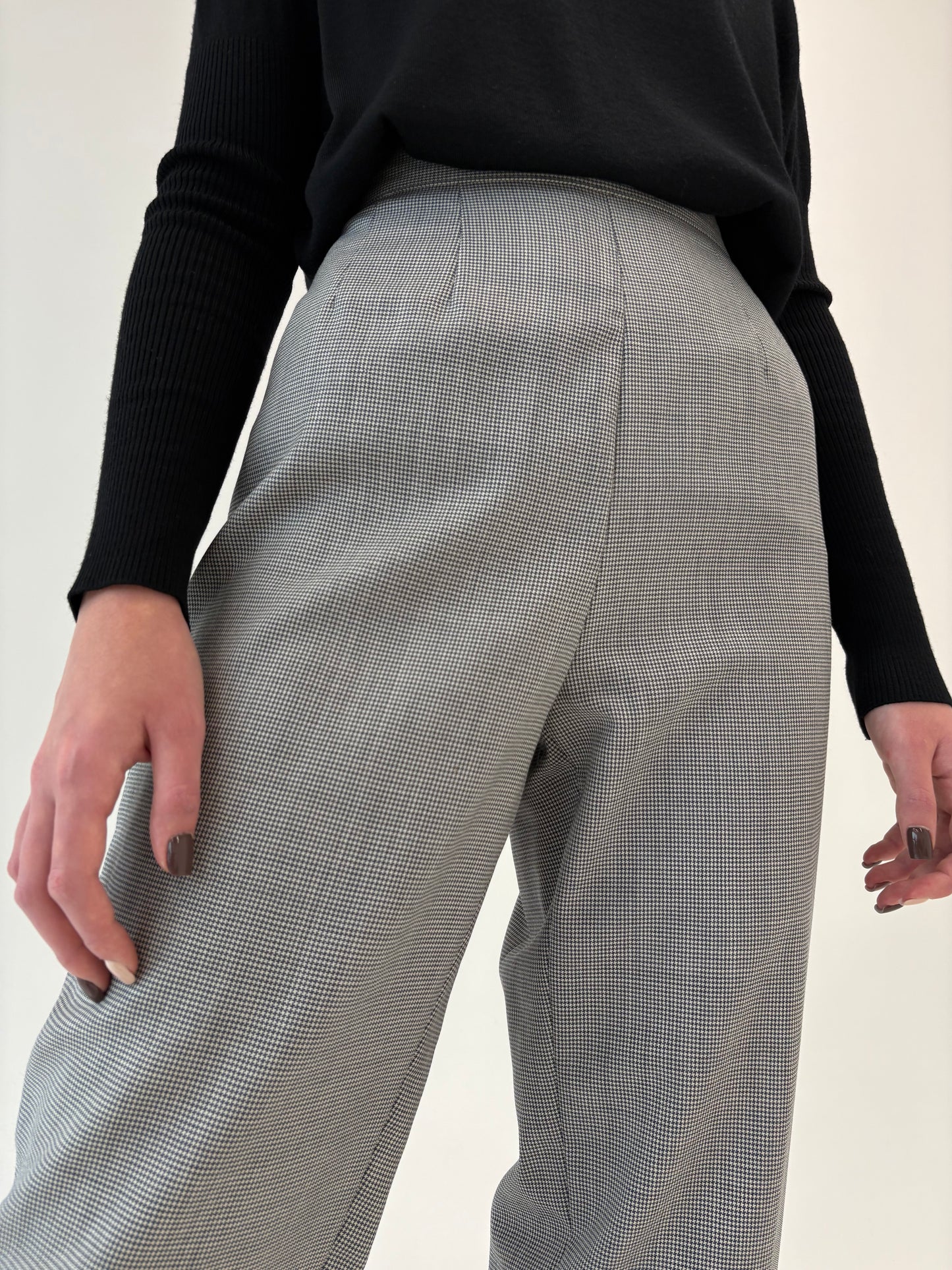 Pantaloni țigaretă din lana extrafina cu talie ultra înaltă