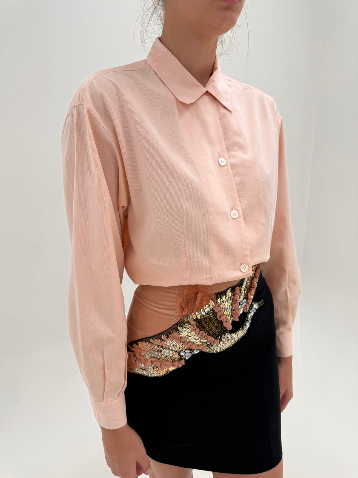 Cămașa Marella by Max Mara peach pink din bumbac gros