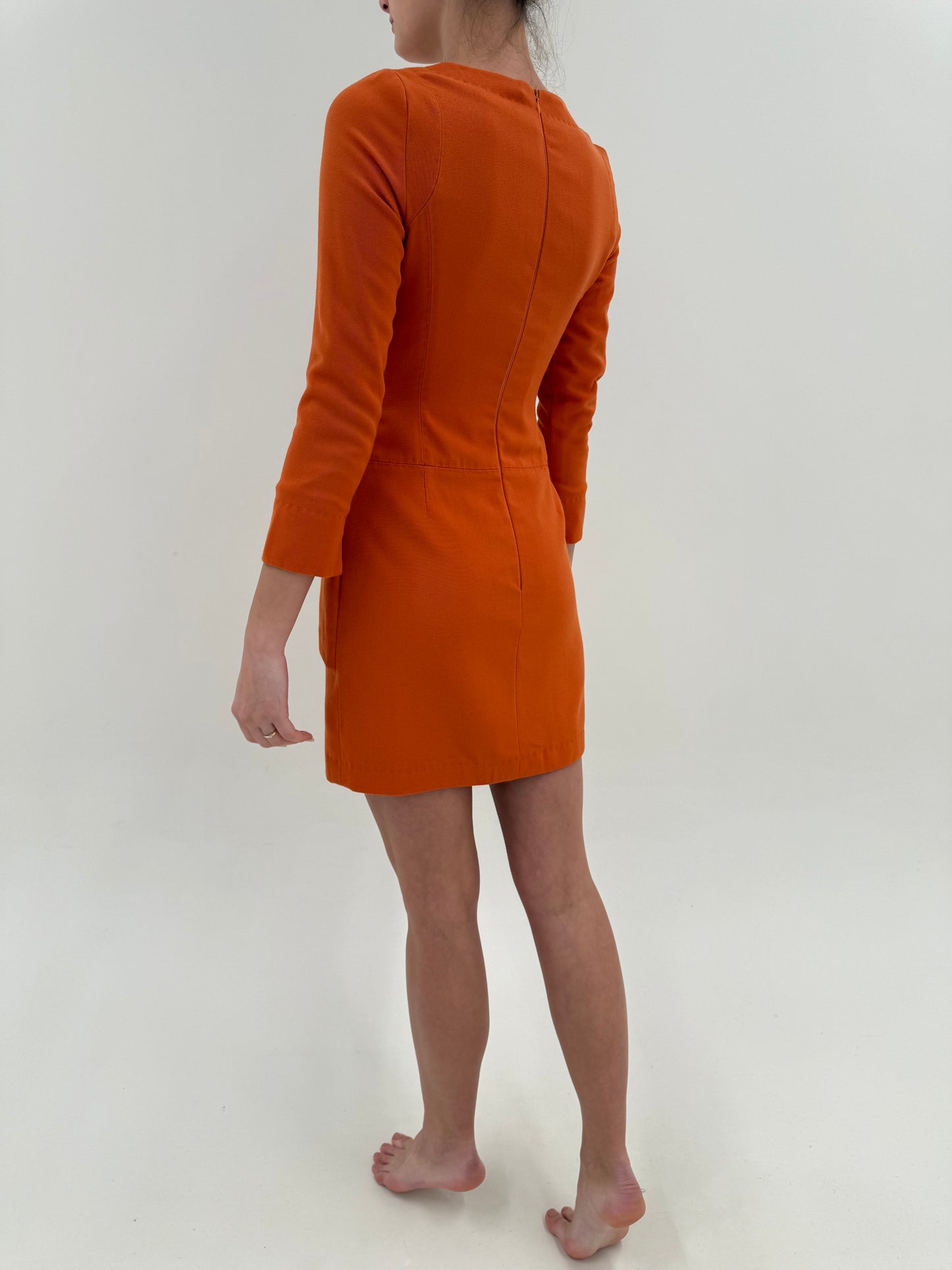 Rochie vintage bodycon oranj de la zi la seară