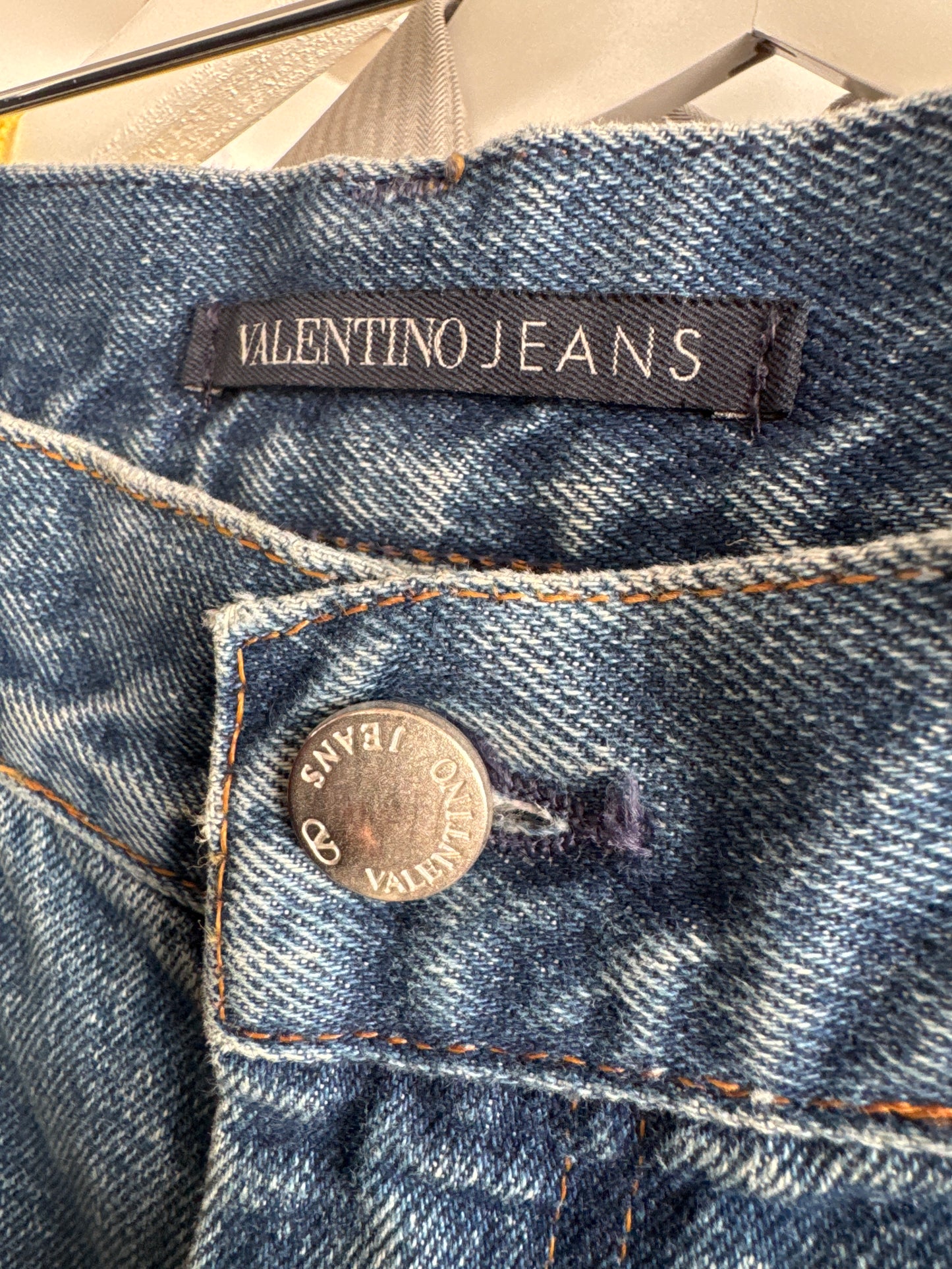 Jeans vintage Valentino clasic wash cu talie înaltă slim straight leg