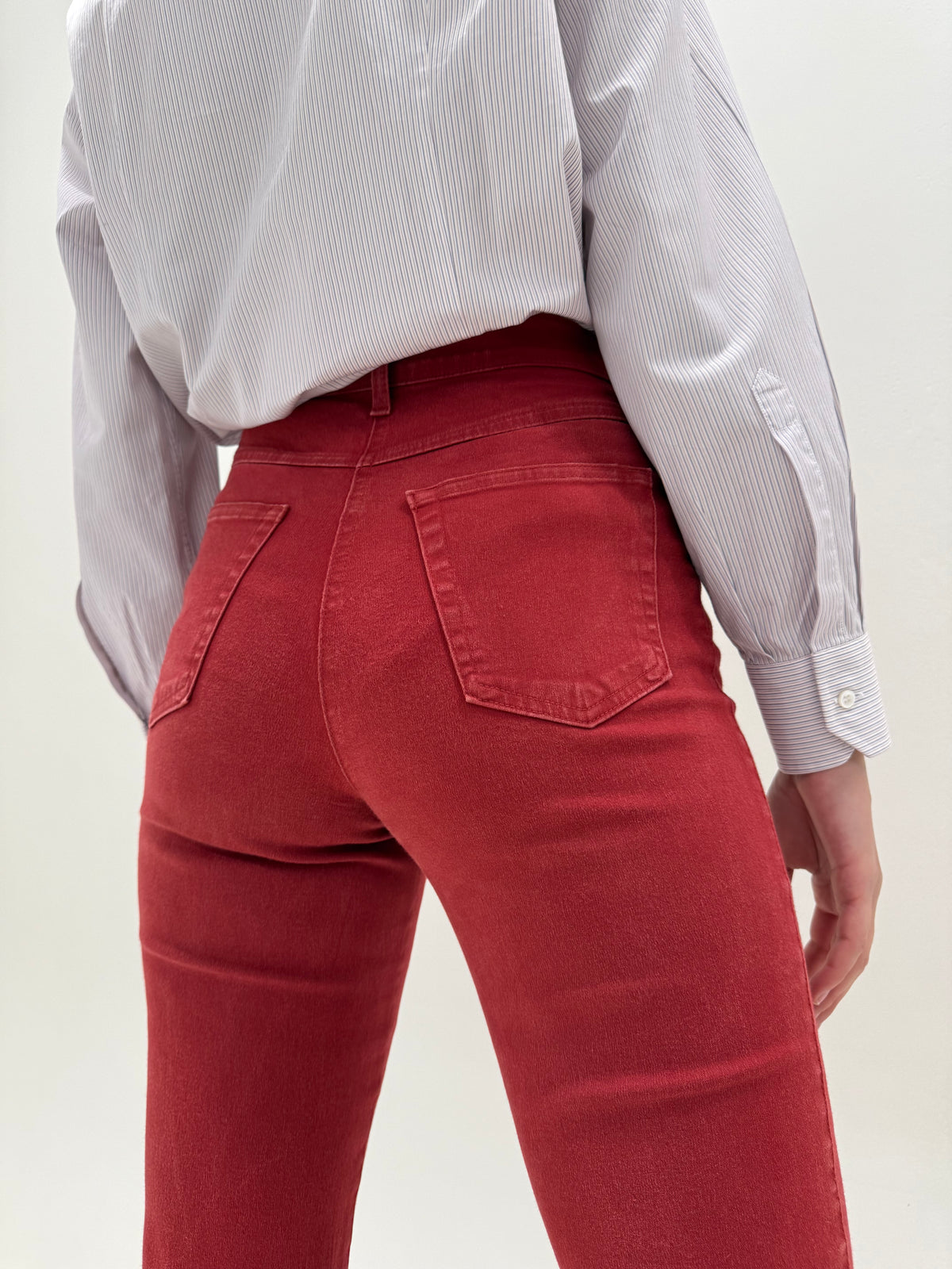 Jeans ultra confort whine red cu talie înaltă