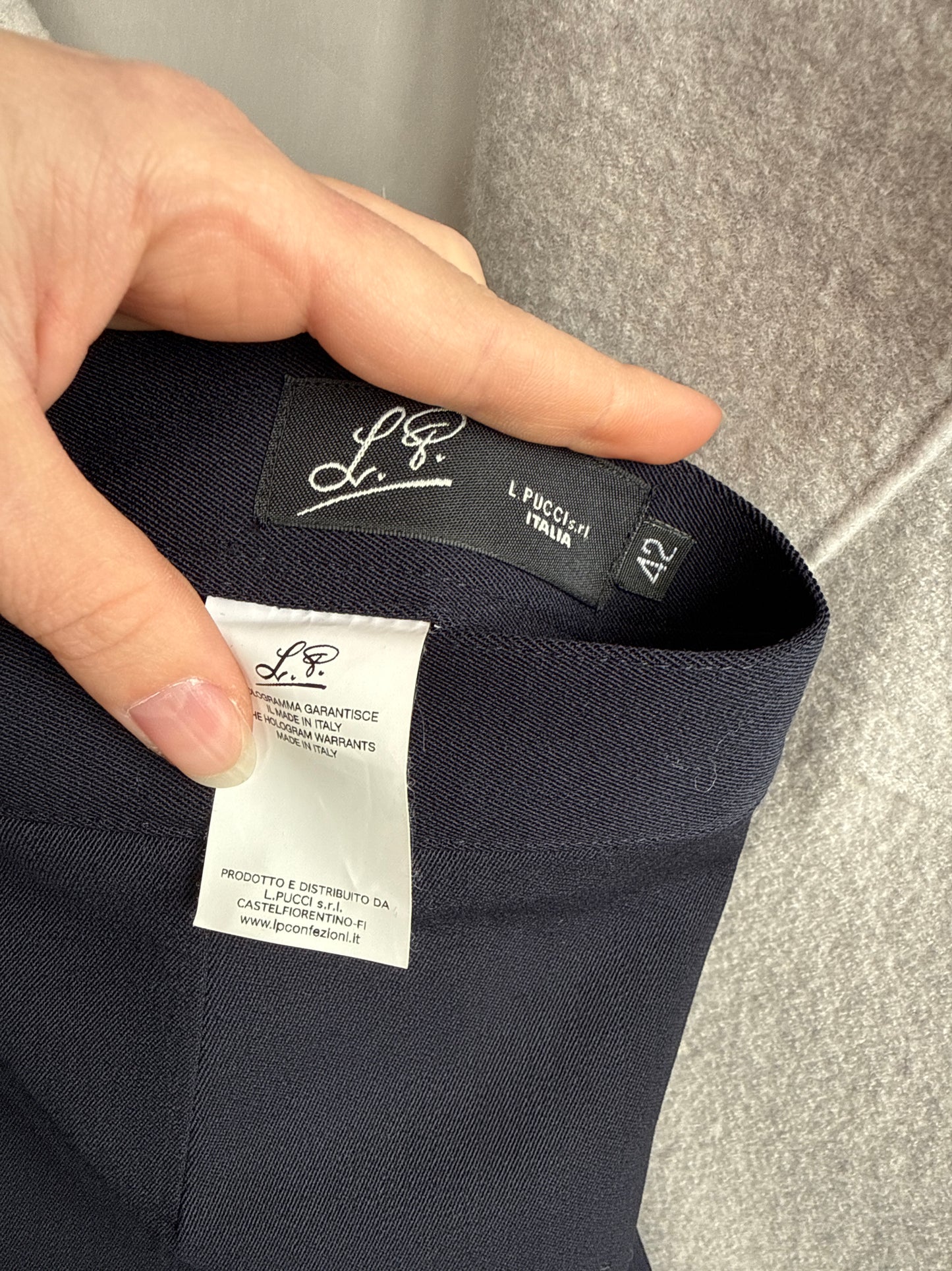Pantaloni Navy petite de brand premium italian din stofita de primăvară