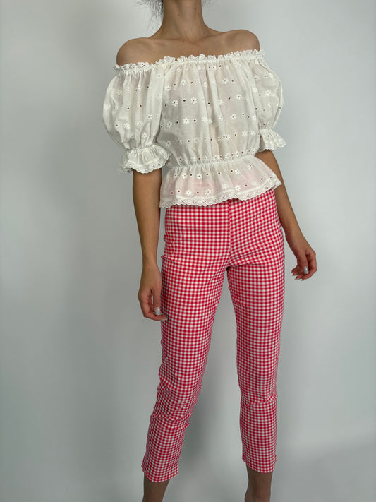 Pantaloni petite gingham modelatori