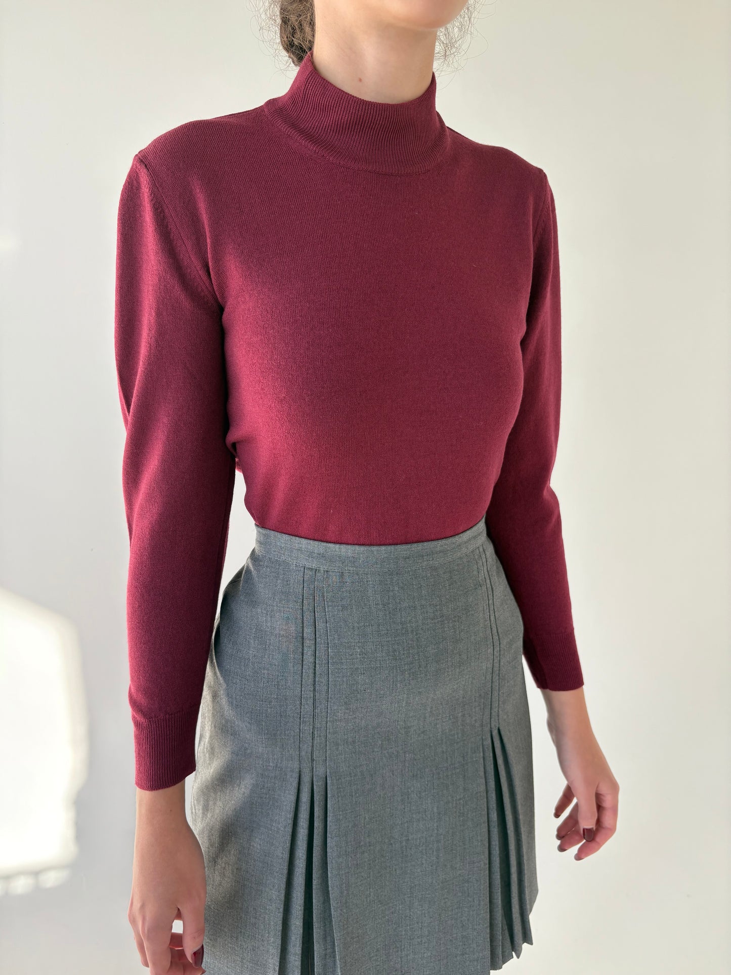 Maleta petite italian burgundy din lana merino extrafina