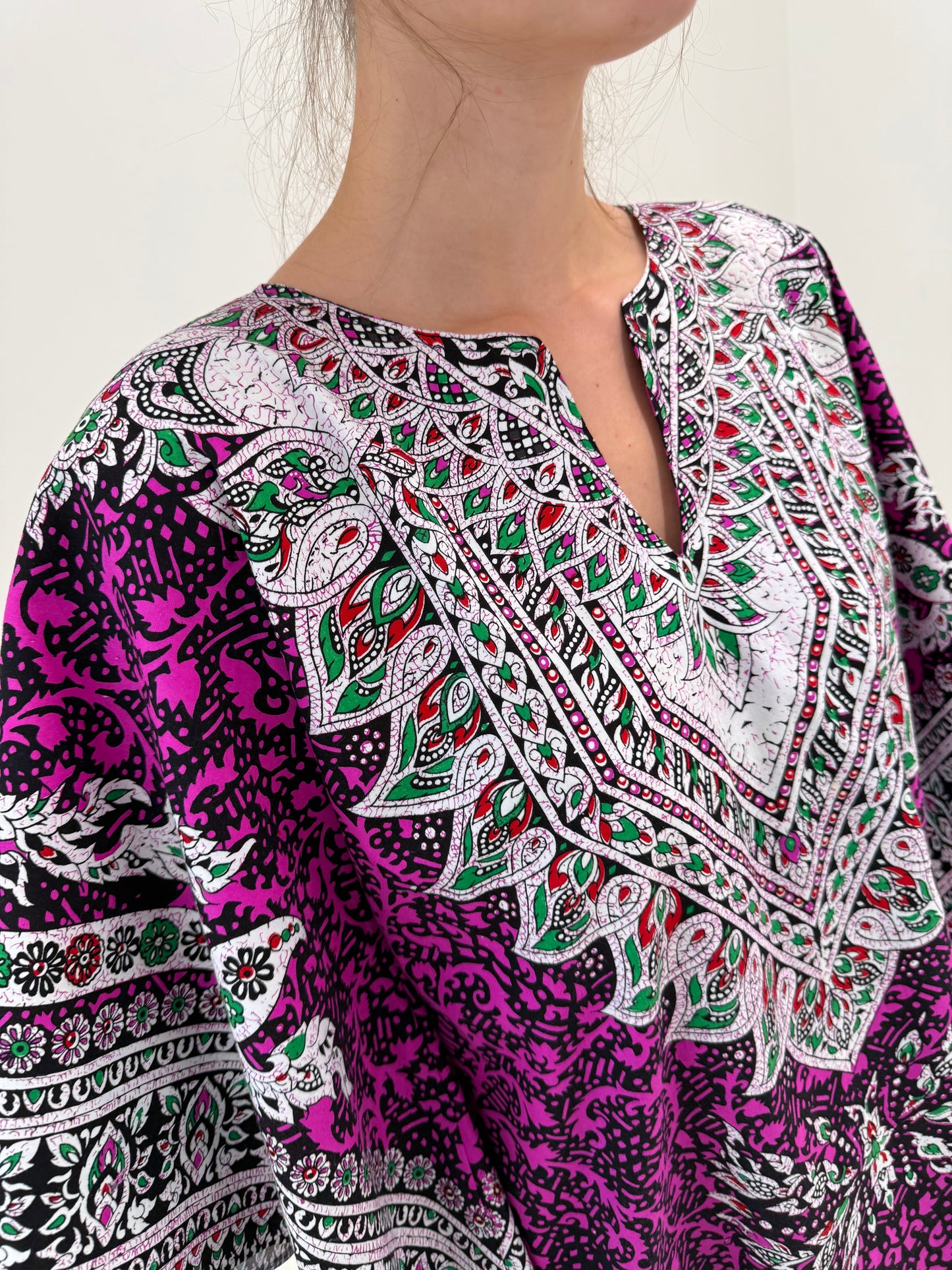 Tunica în culori tari din canvas de bumbac cu print paisley superb