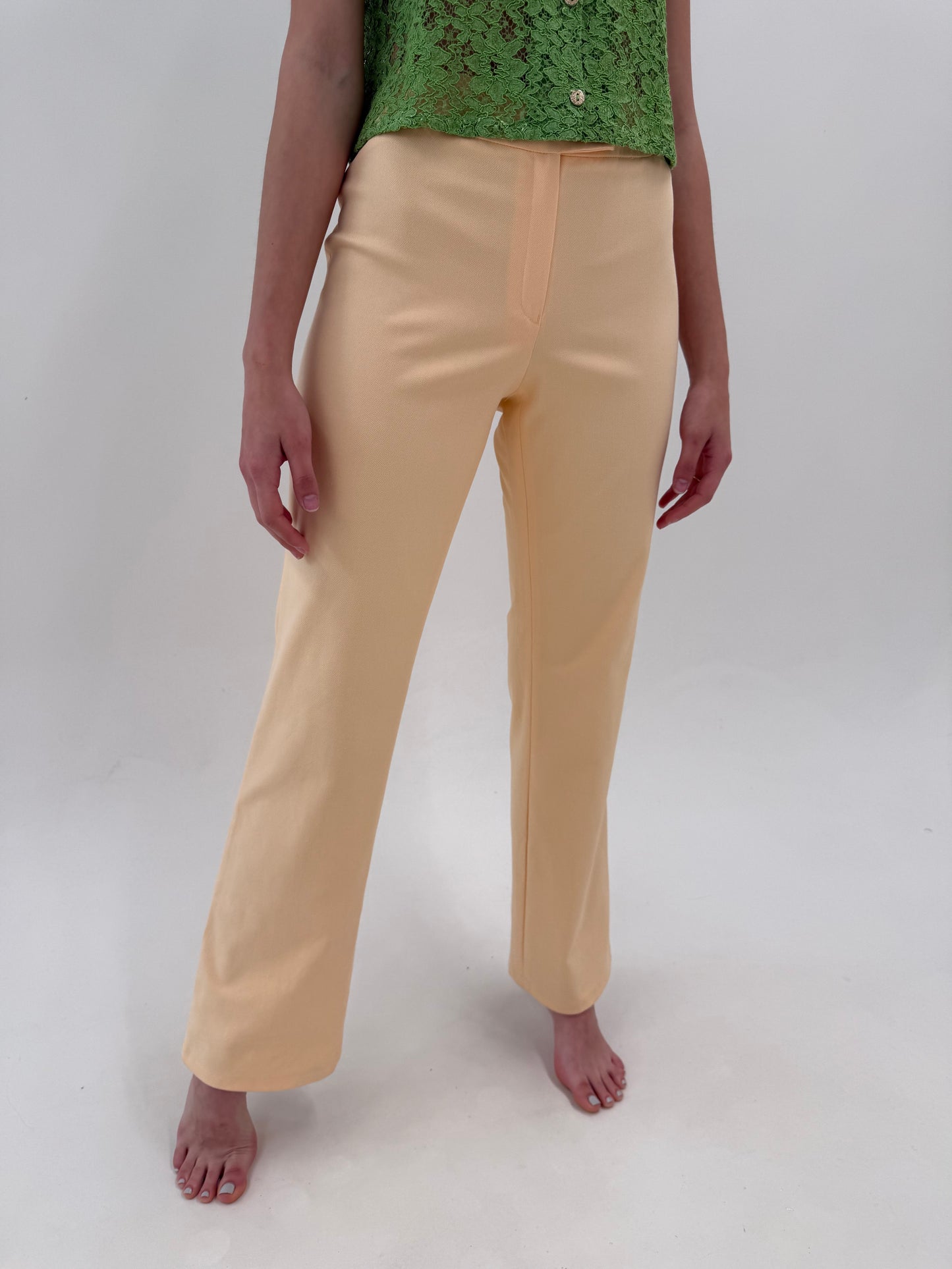 Pantaloni tall de vară din pânză de bumbac modelatoare ușor evazați