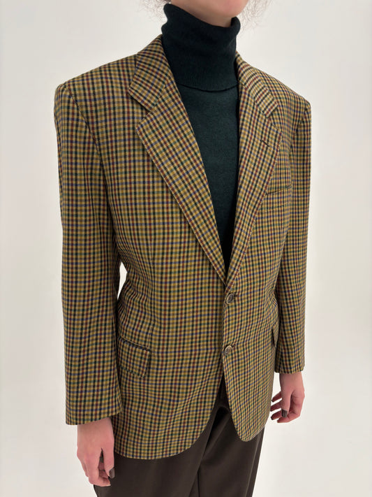 Sacou couture camel italian din stofă 100% cașmir în carouri