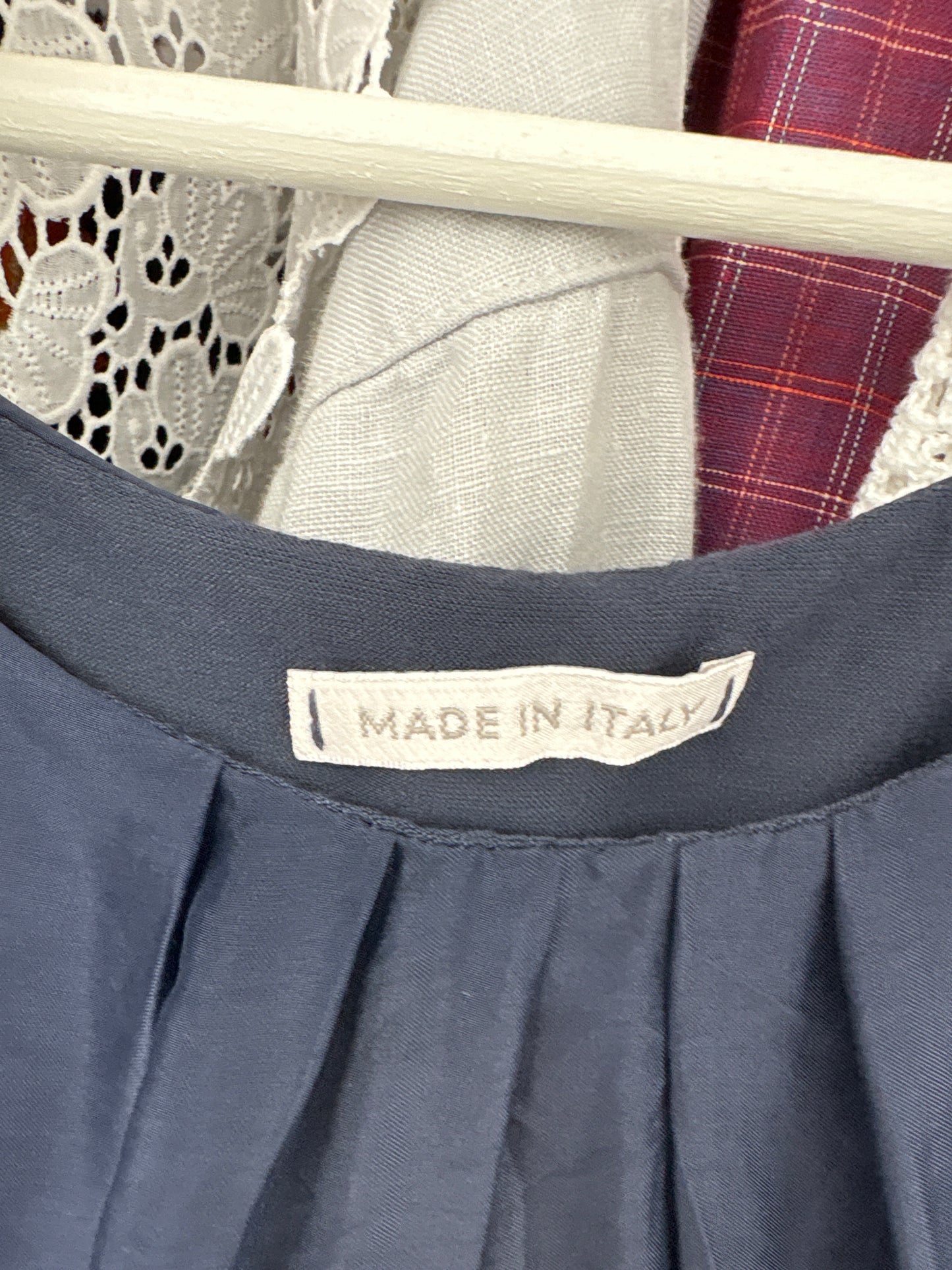 Top drapat jeans blue din mătase naturală
