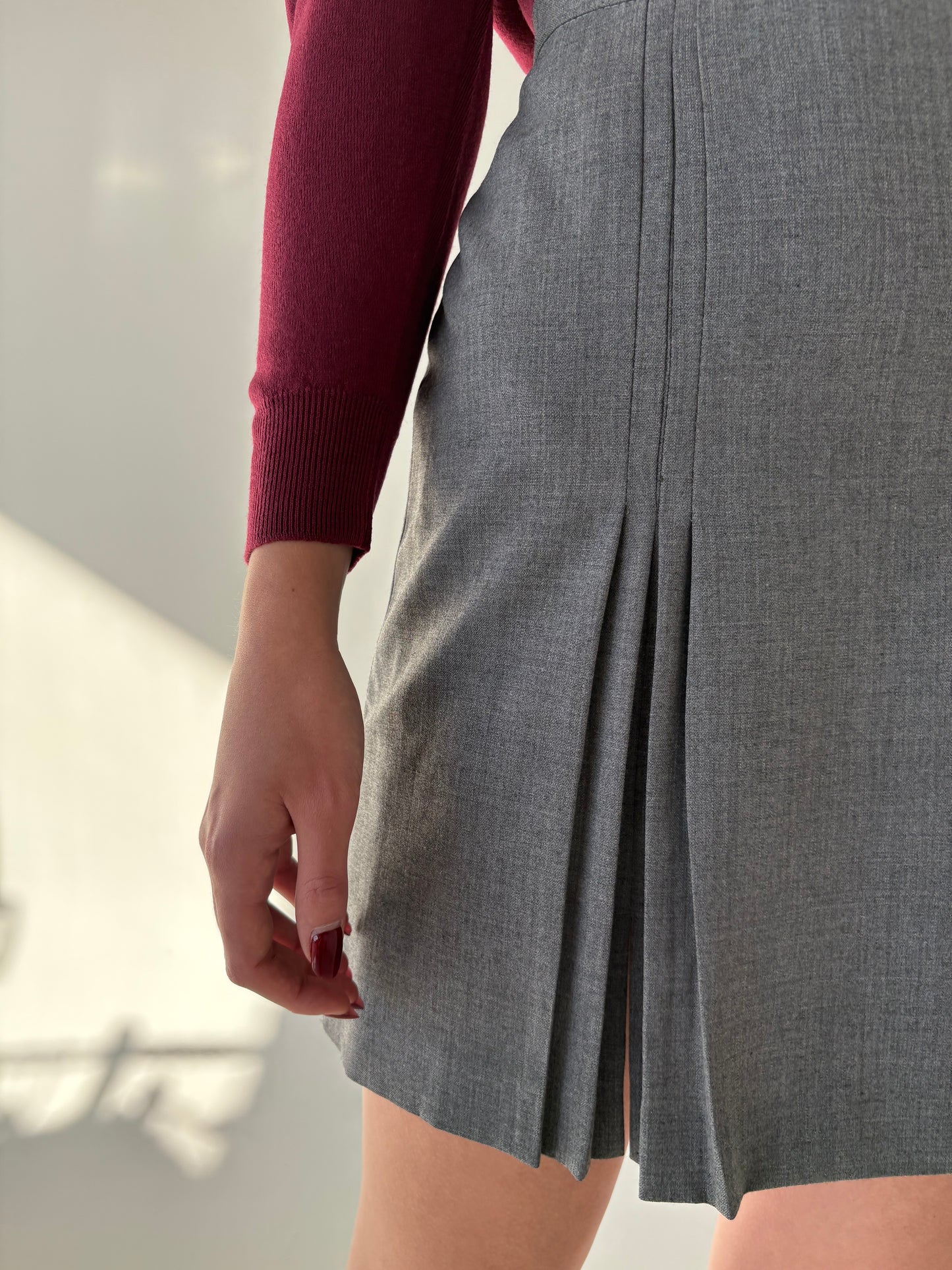 Fustă super premium mini plisată italiană din lana extrafina