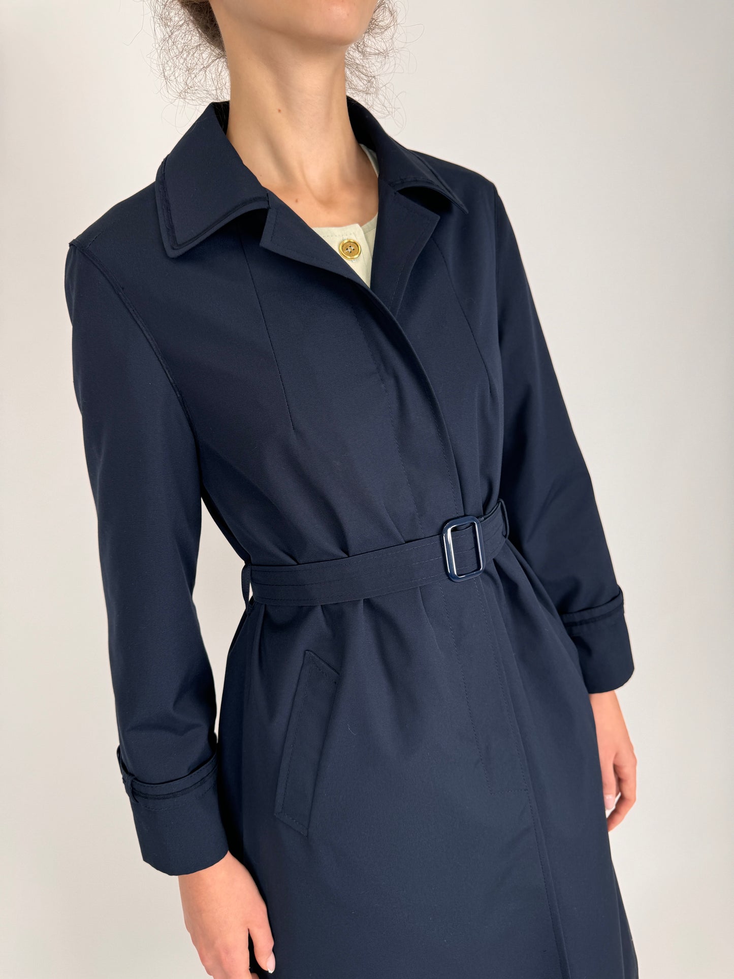 Trench vintage prmeoum Navy Blue impermeabil