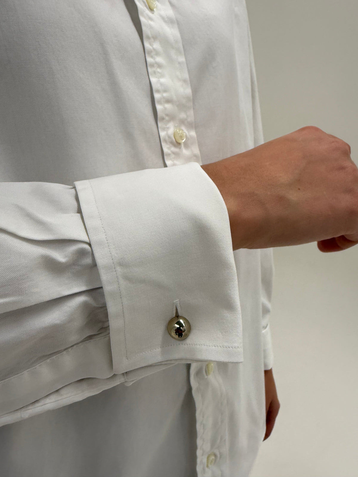Cămașa premium italiană petite cu butoni din poplin de bumbac