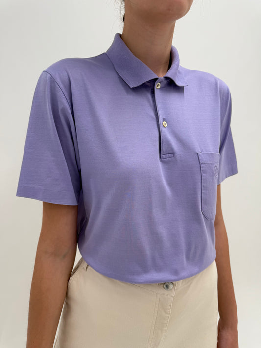 Top vintage polo Givenchy din bumbac Filo di Scozia ultra luxury lavandă