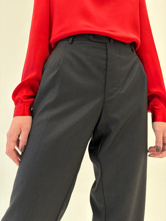 Pantaloni noi din stofă ultra luxury de lana extrafina ușor lucioasă